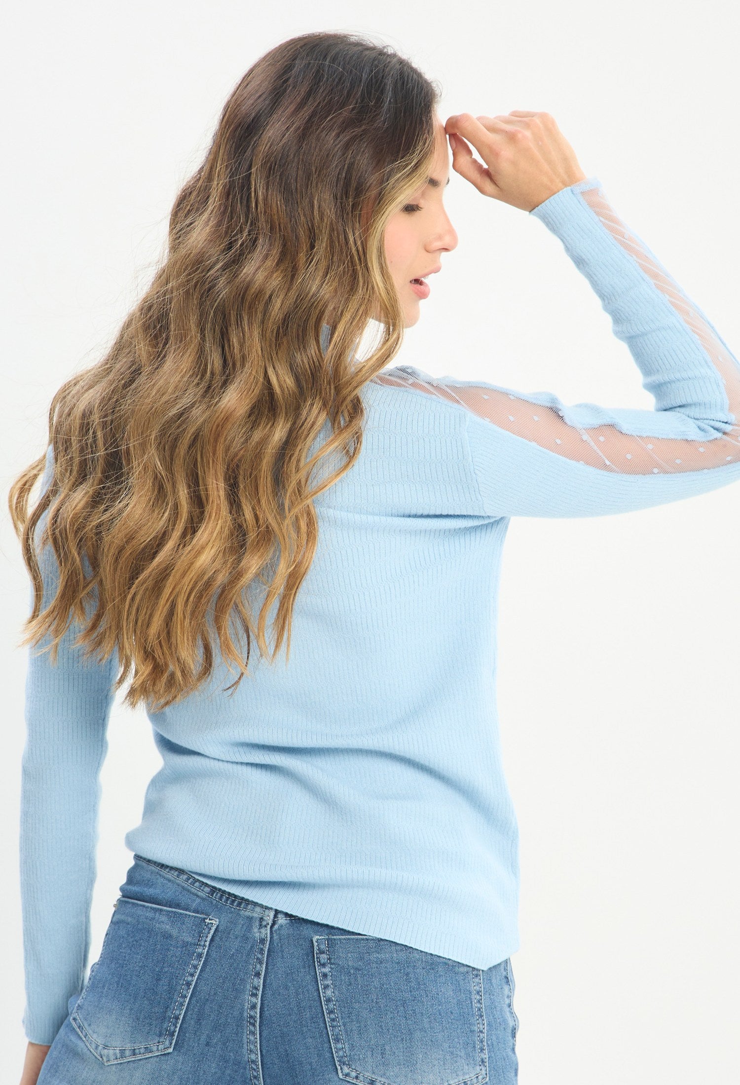 Blusa Manga Larga Azul - BYBLA outlet - vista 3