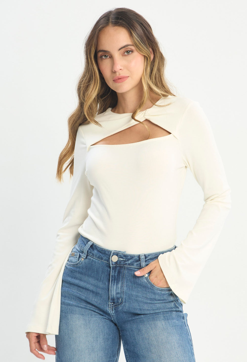 Blusa Manga Larga Beige - BYBLA outlet