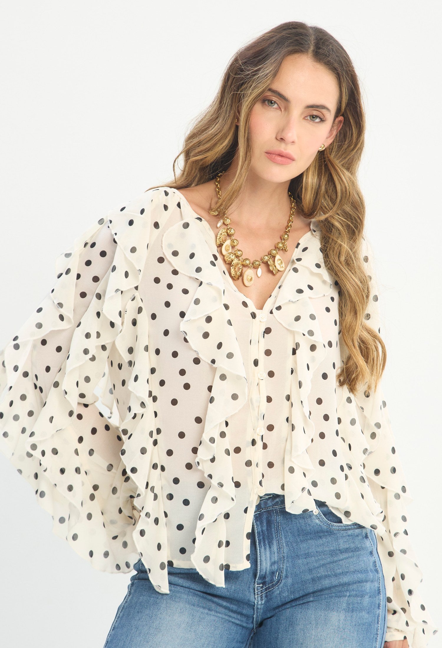 Blusa Manga Larga Beige - BYBLA outlet