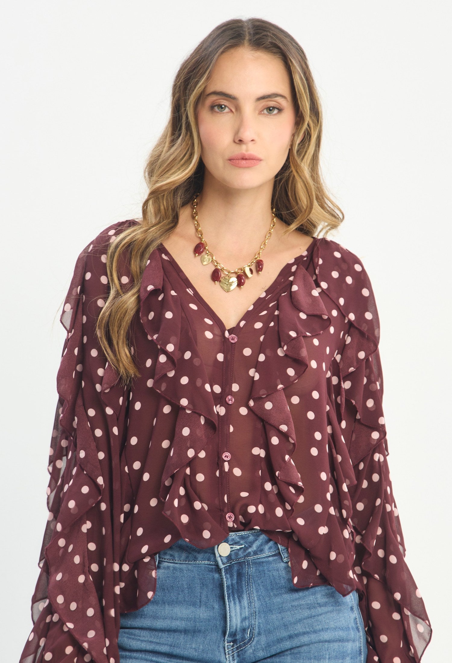 Blusa Manga Larga Burgundy - BYBLA outlet