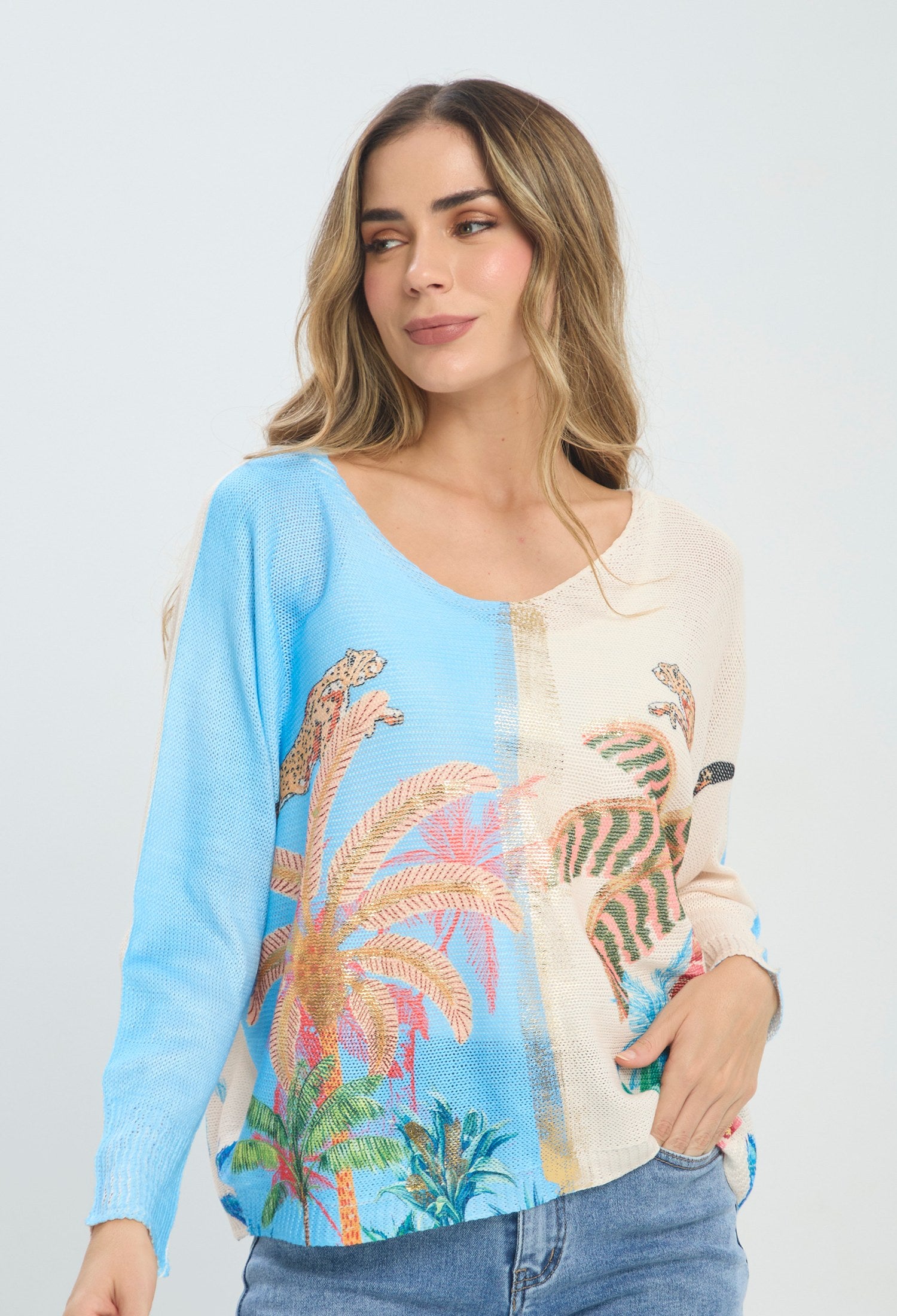 Buzo Print Tropical azul BYBLA Colombia