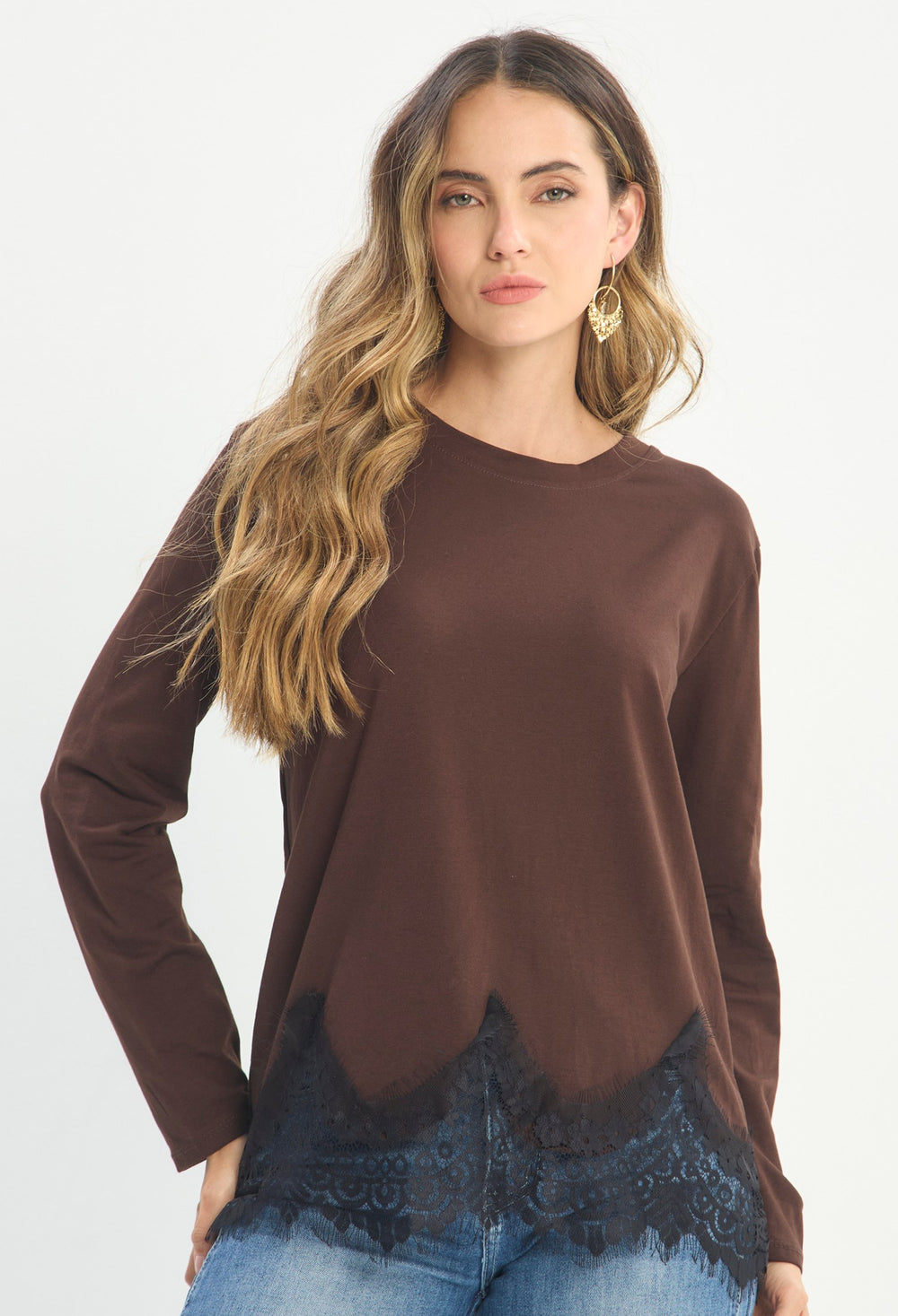 Blusa Manga Larga Marrón - BYBLA outlet