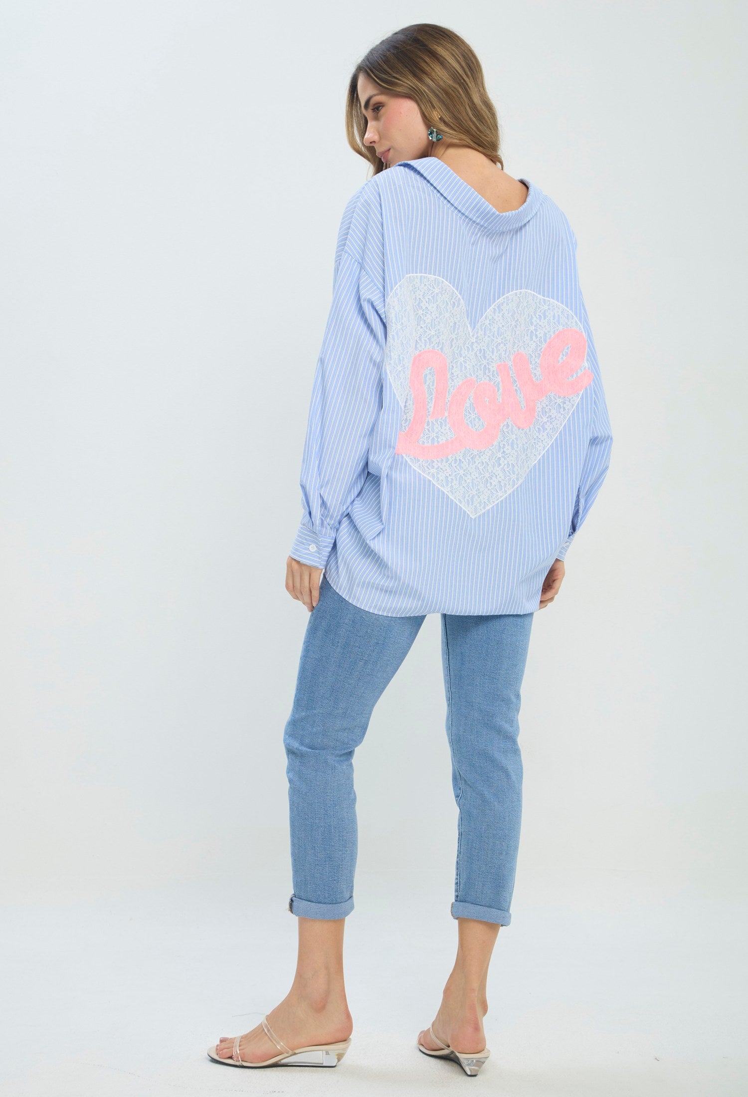 Camisa Rayas Oversize azul BYBLA Colombia - vista 5