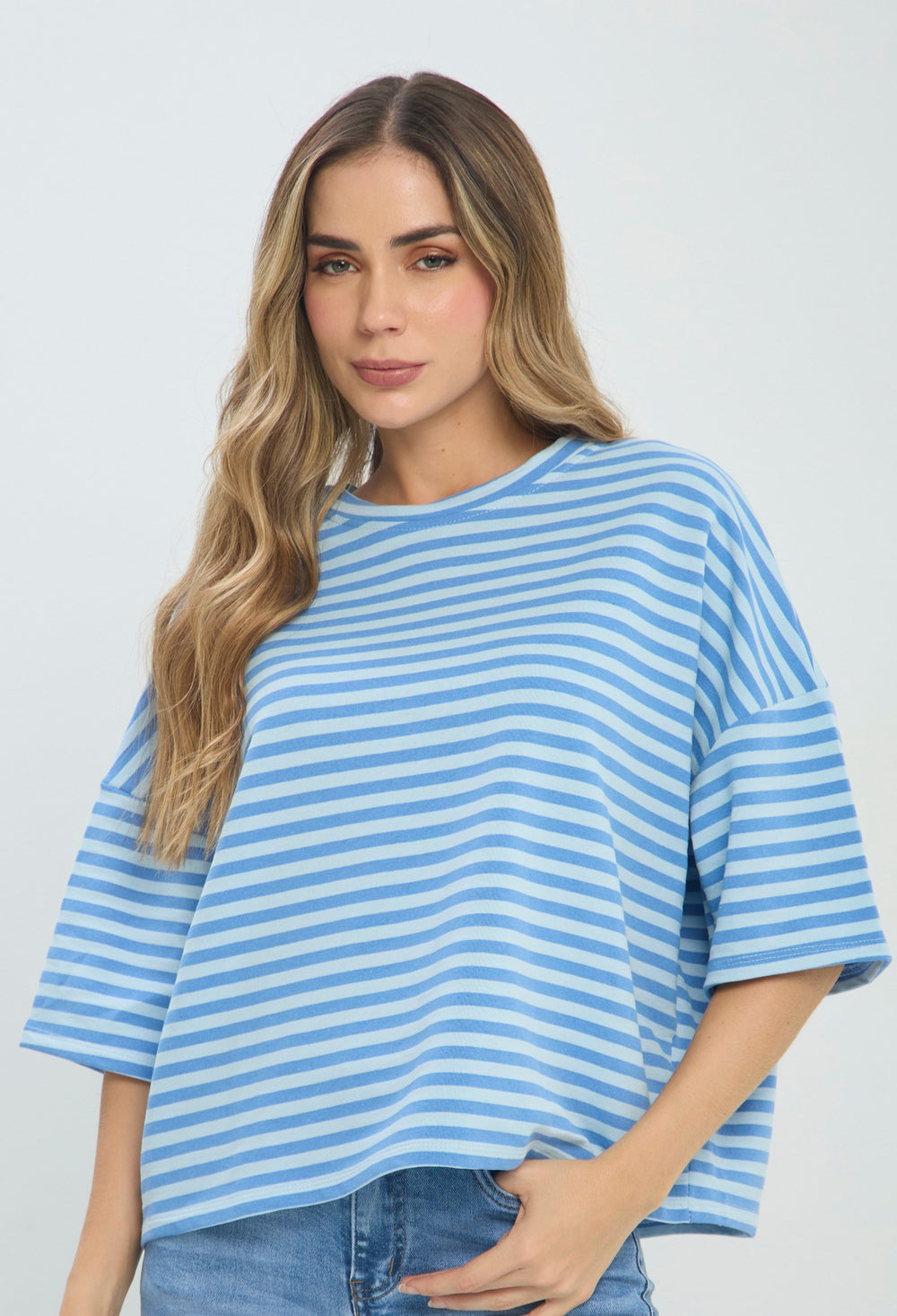 Camiseta Rayas Oversize Azul azul BYBLA Colombia