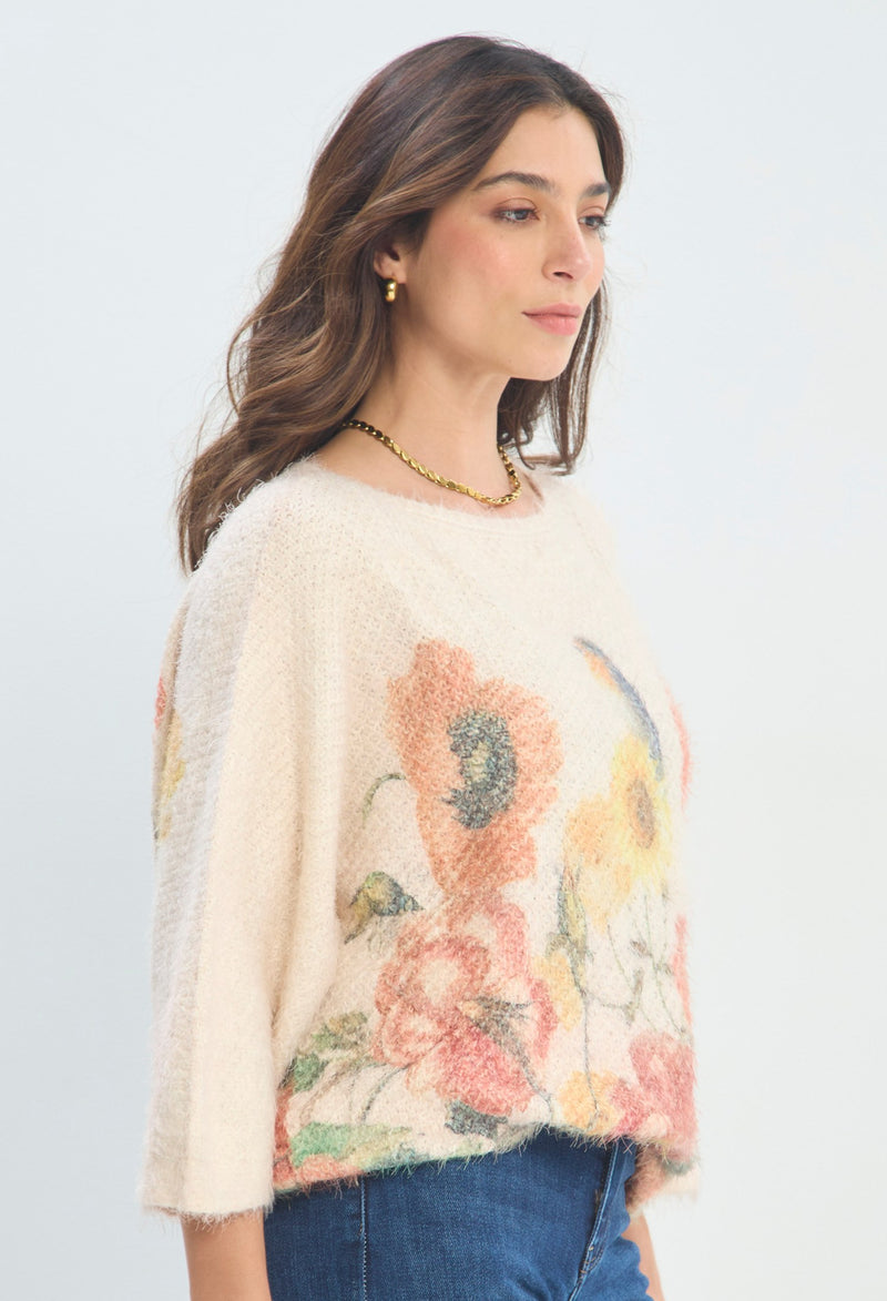 Blusa Peluche Floral beige floral sale BYBLA - vista 2