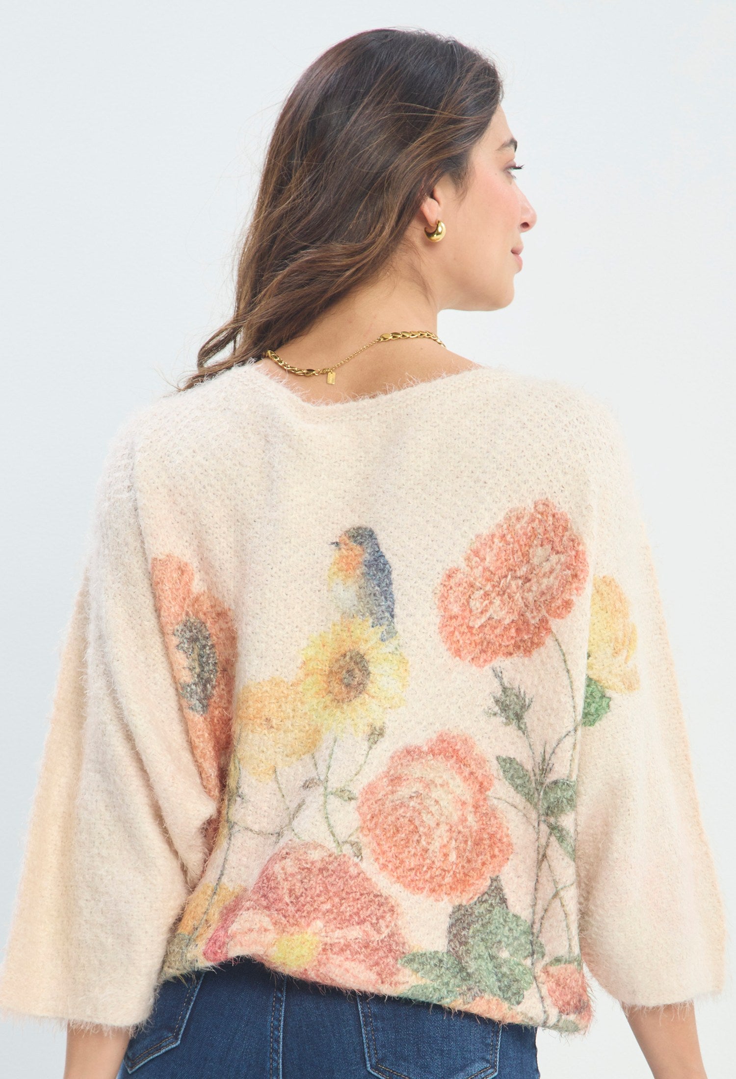 Blusa Peluche Floral beige floral sale BYBLA - vista 3