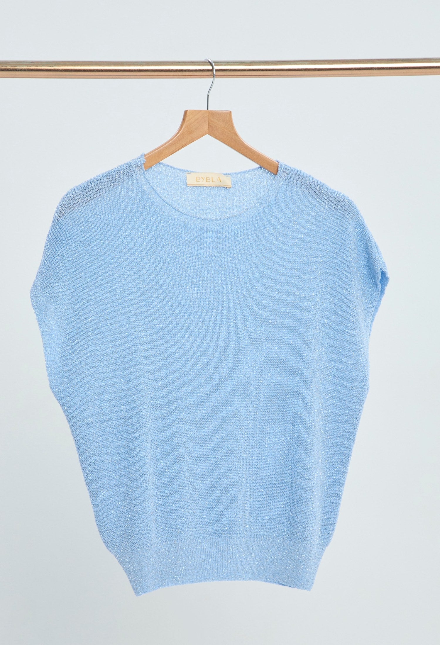 Blusa Punto Brillante Manga Japonesa azul noche BYBLA