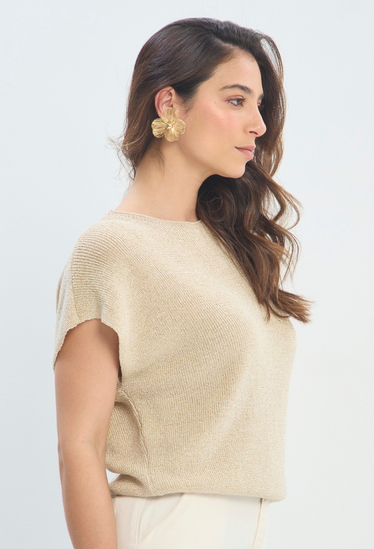 Blusa Punto Brillante Manga Japonesa dorado metalizado BYBLA