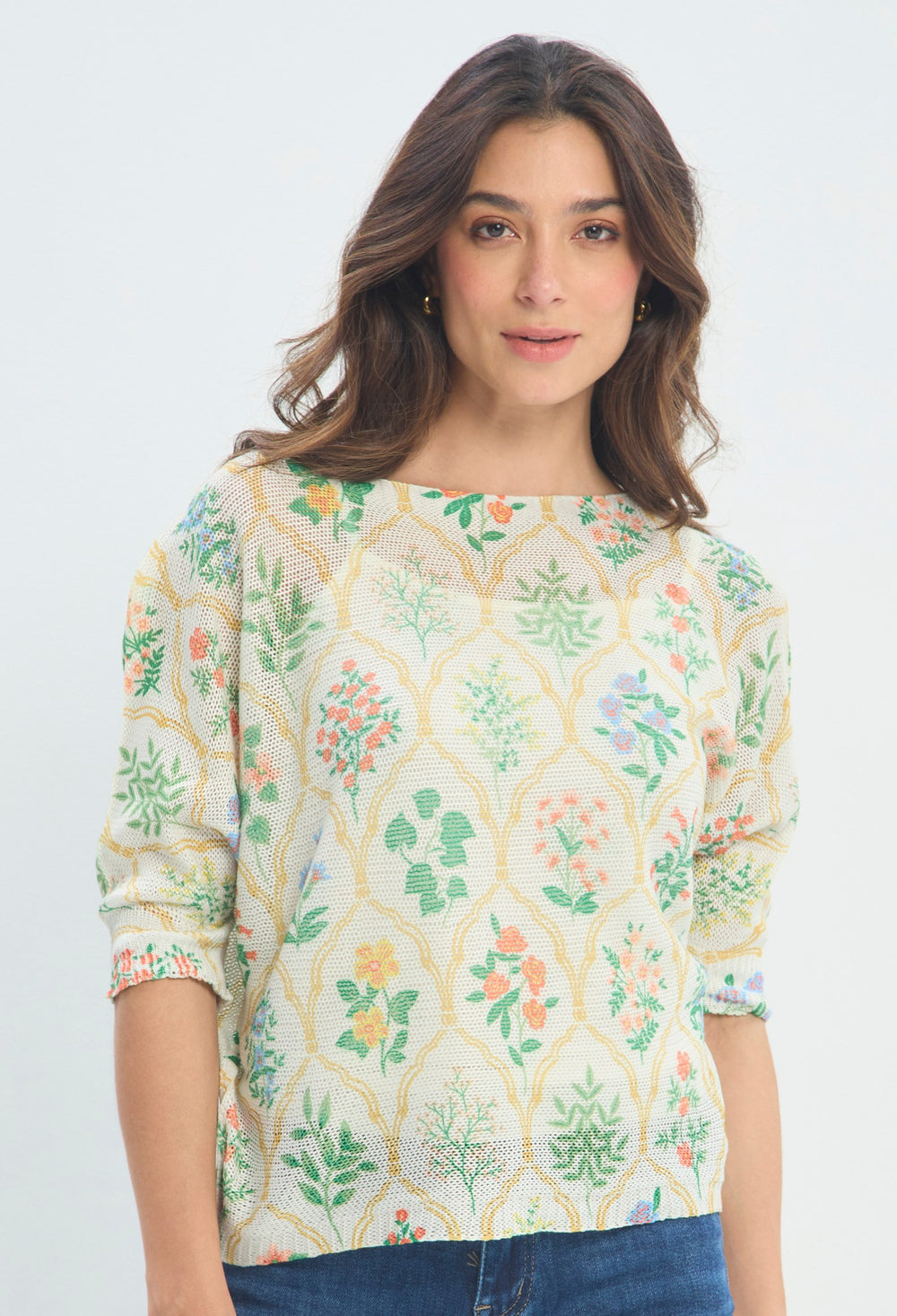 Blusa Punto Calado Fondo Marino beige crudo BYBLA