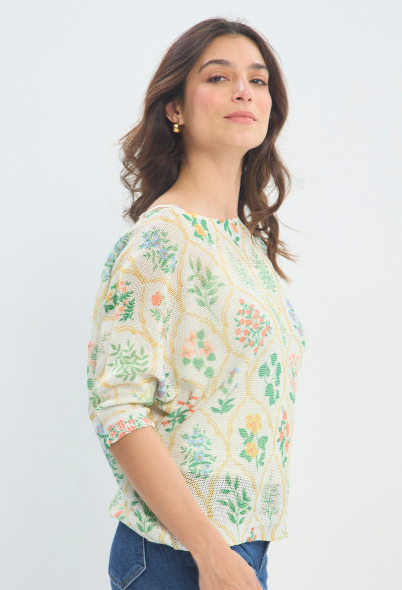 Blusa Punto Calado Fondo Marino beige crudo BYBLA