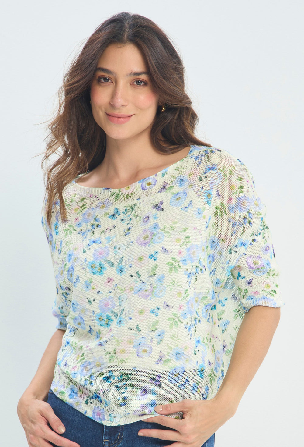 Blusa Punto Calado Fondo Marino menta pastel BYBLA