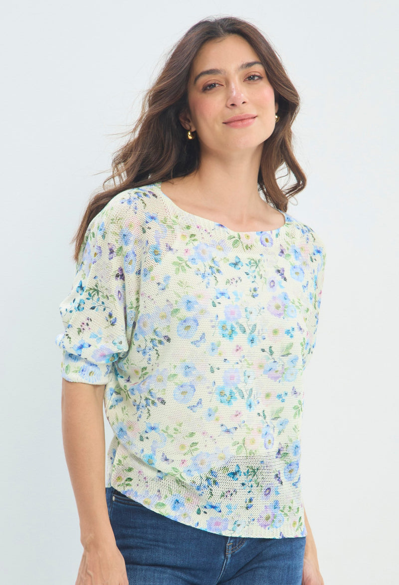 Blusa Punto Calado Fondo Marino menta pastel BYBLA