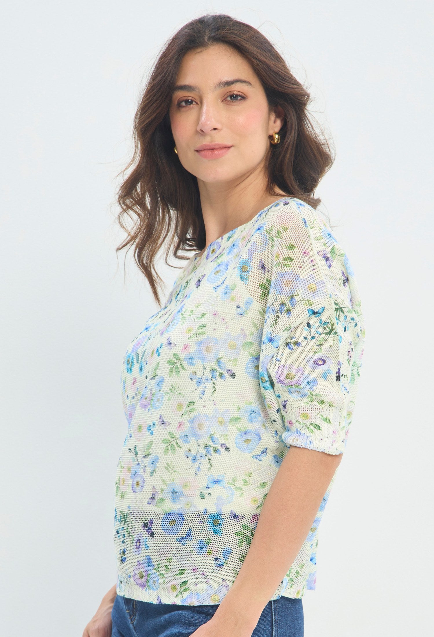 Blusa Punto Calado Fondo Marino menta pastel BYBLA