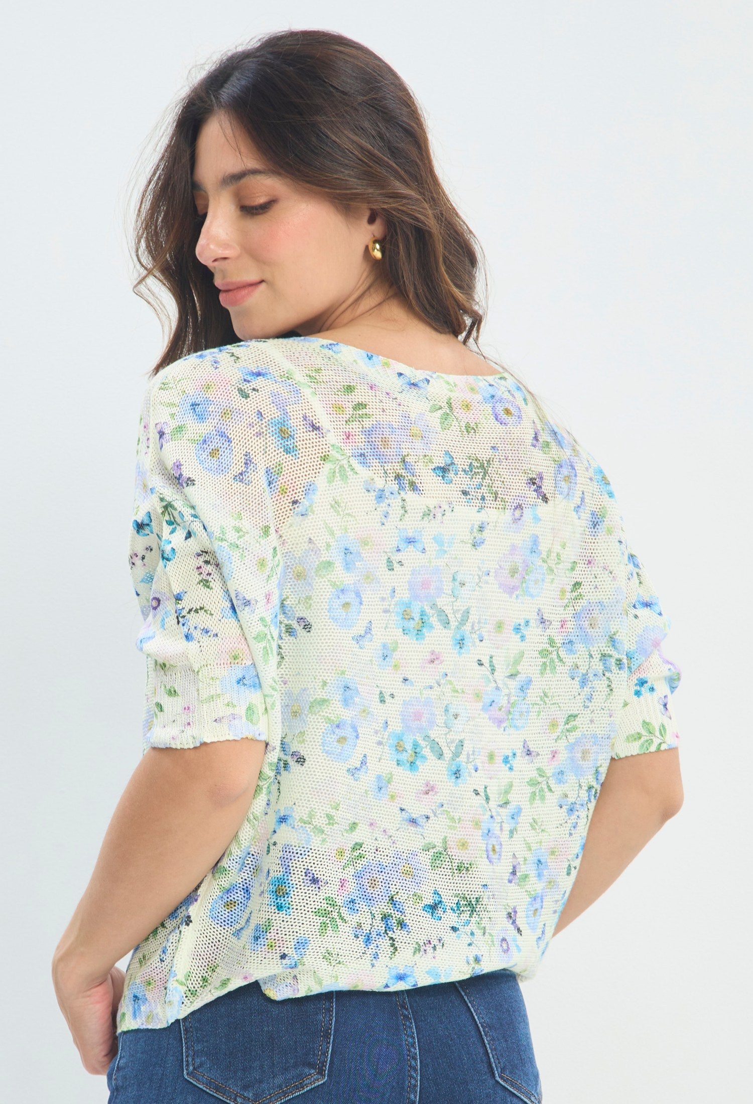 Blusa Punto Calado Fondo Marino menta pastel BYBLA