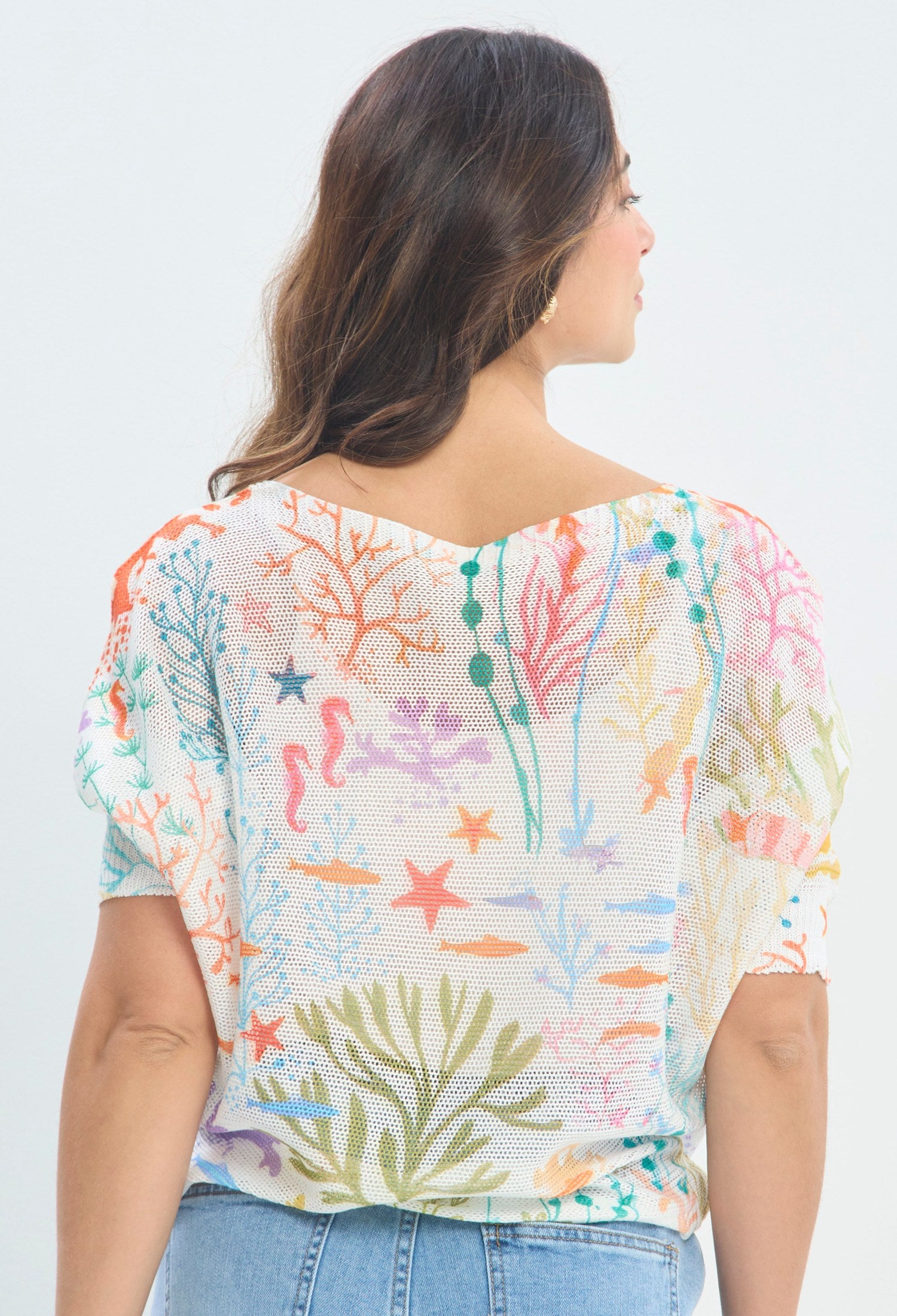 Blusa Punto Calado Fondo Marino blanco marfil BYBLA - vista 3