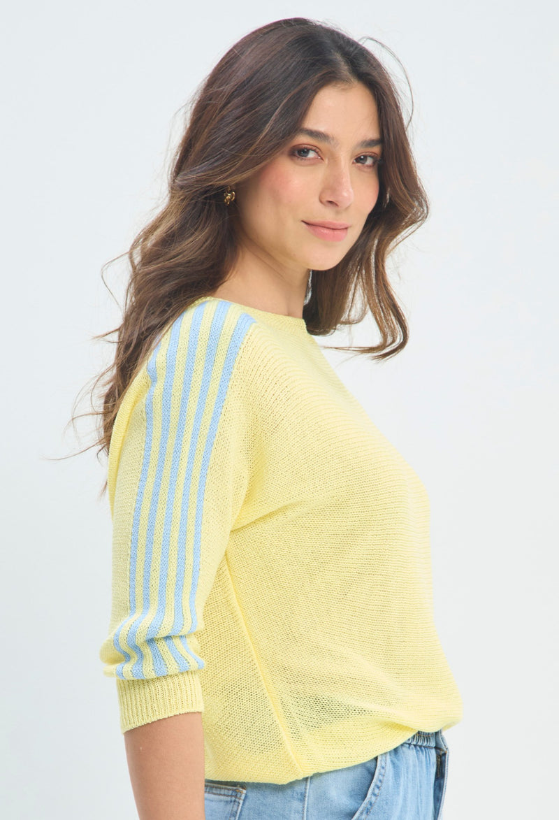 Blusa Punto Rayas Contraste amarillo mantequilla BYBLA - vista 2