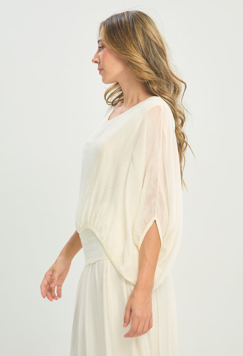 Blusa Seda Banda en la Cadera marfil BYBLA