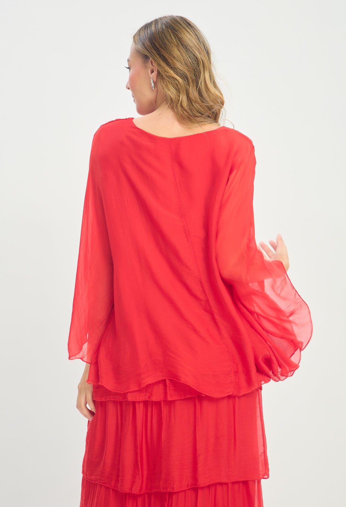 Blusa Seda Capa Transparente rojo BYBLA