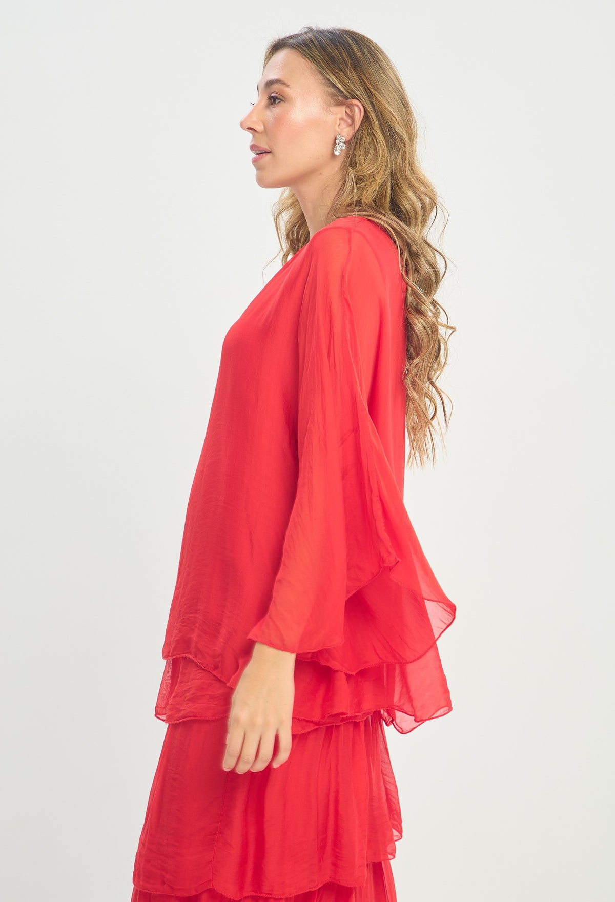 Blusa Seda Capa Transparente rojo BYBLA