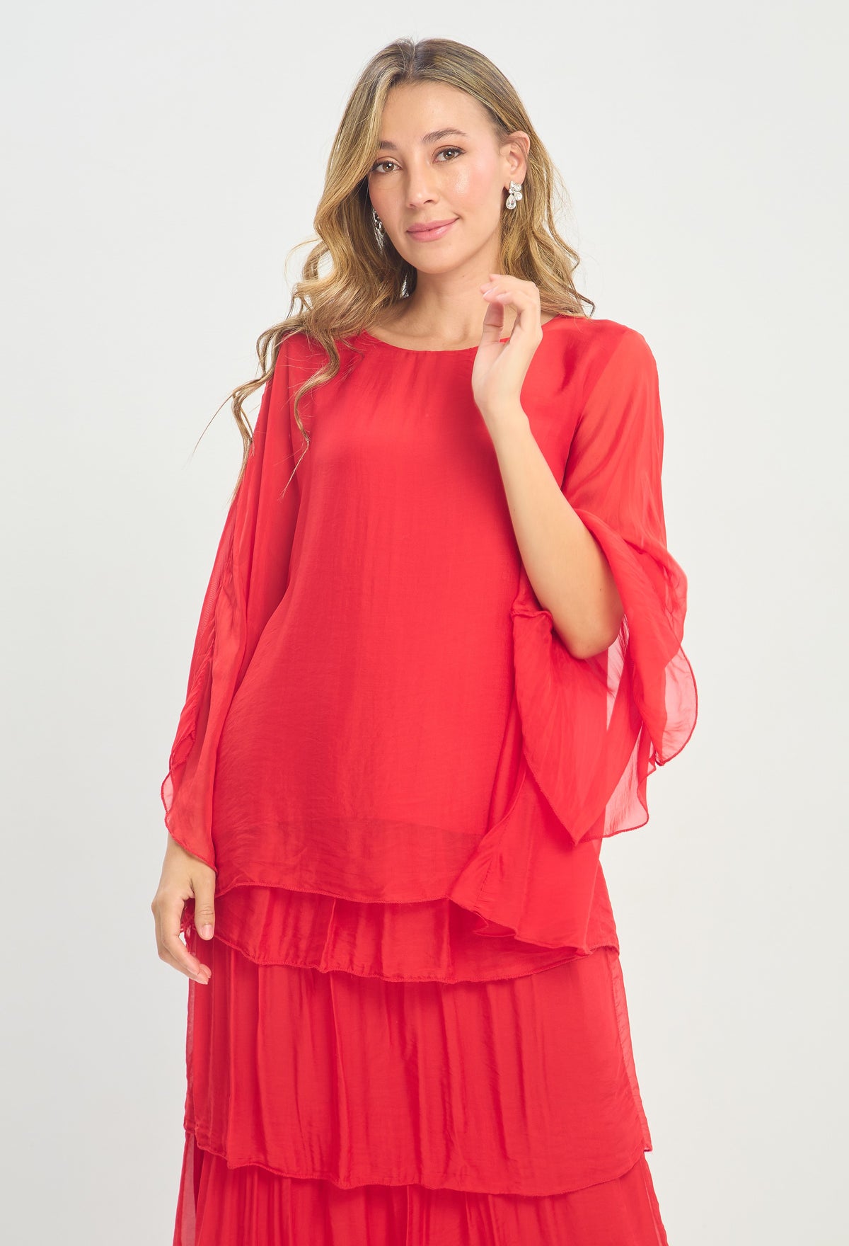 Blusa Seda Capa Transparente rojo BYBLA