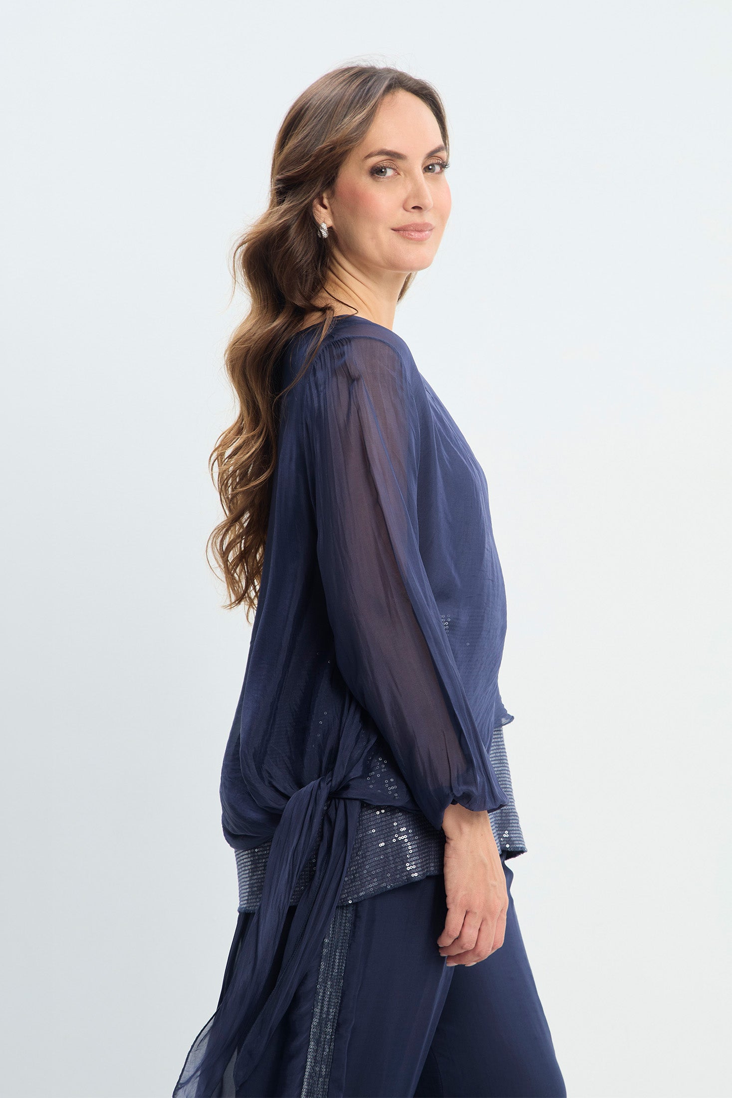 Blusa Seda Cascada con Lentejuelas NEW