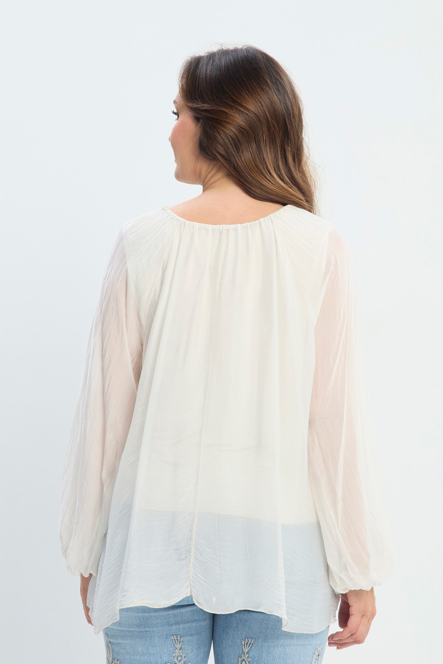Blusa en Seda Italiana Manga Larga