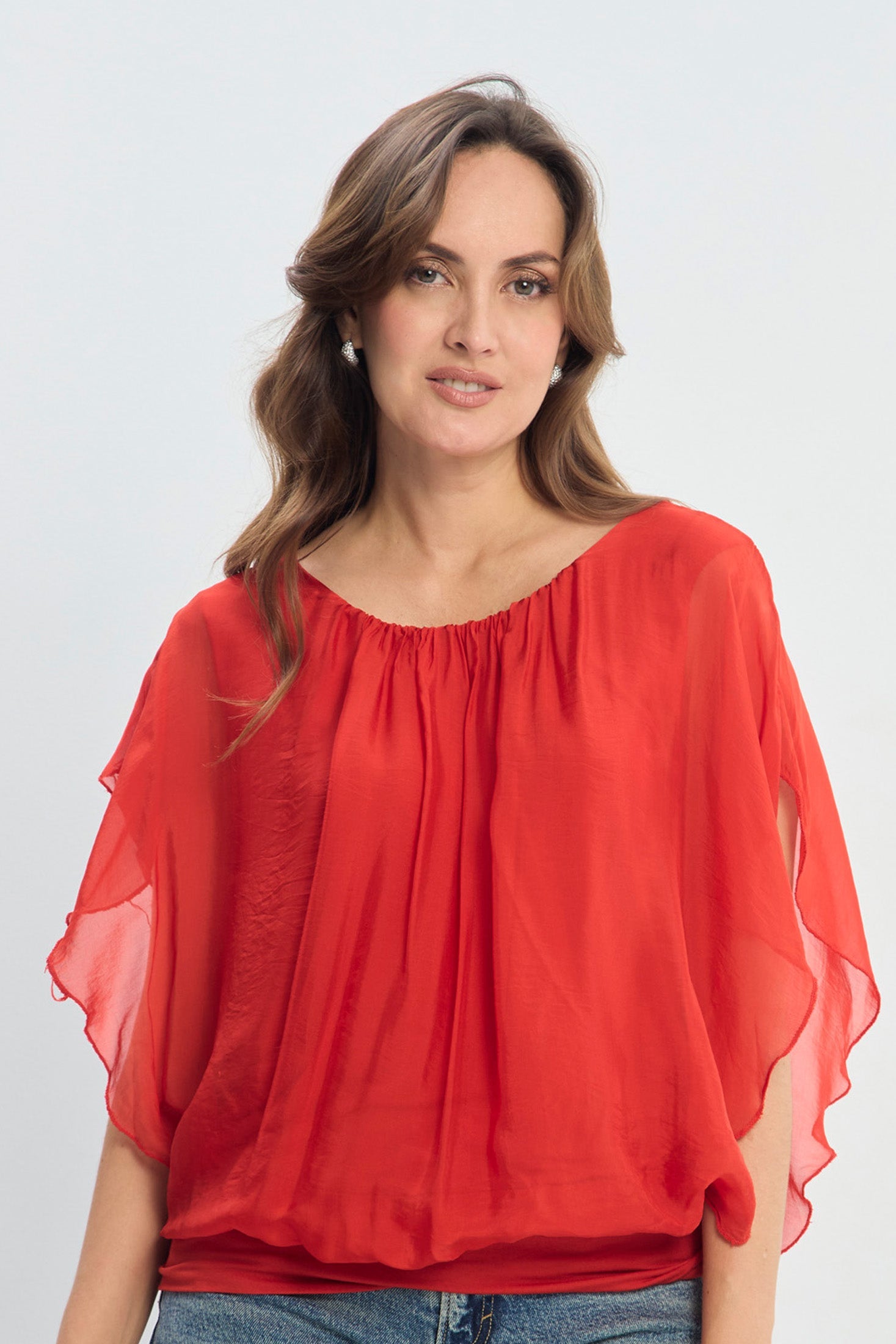 Blusa en Seda Manga Corta NEW