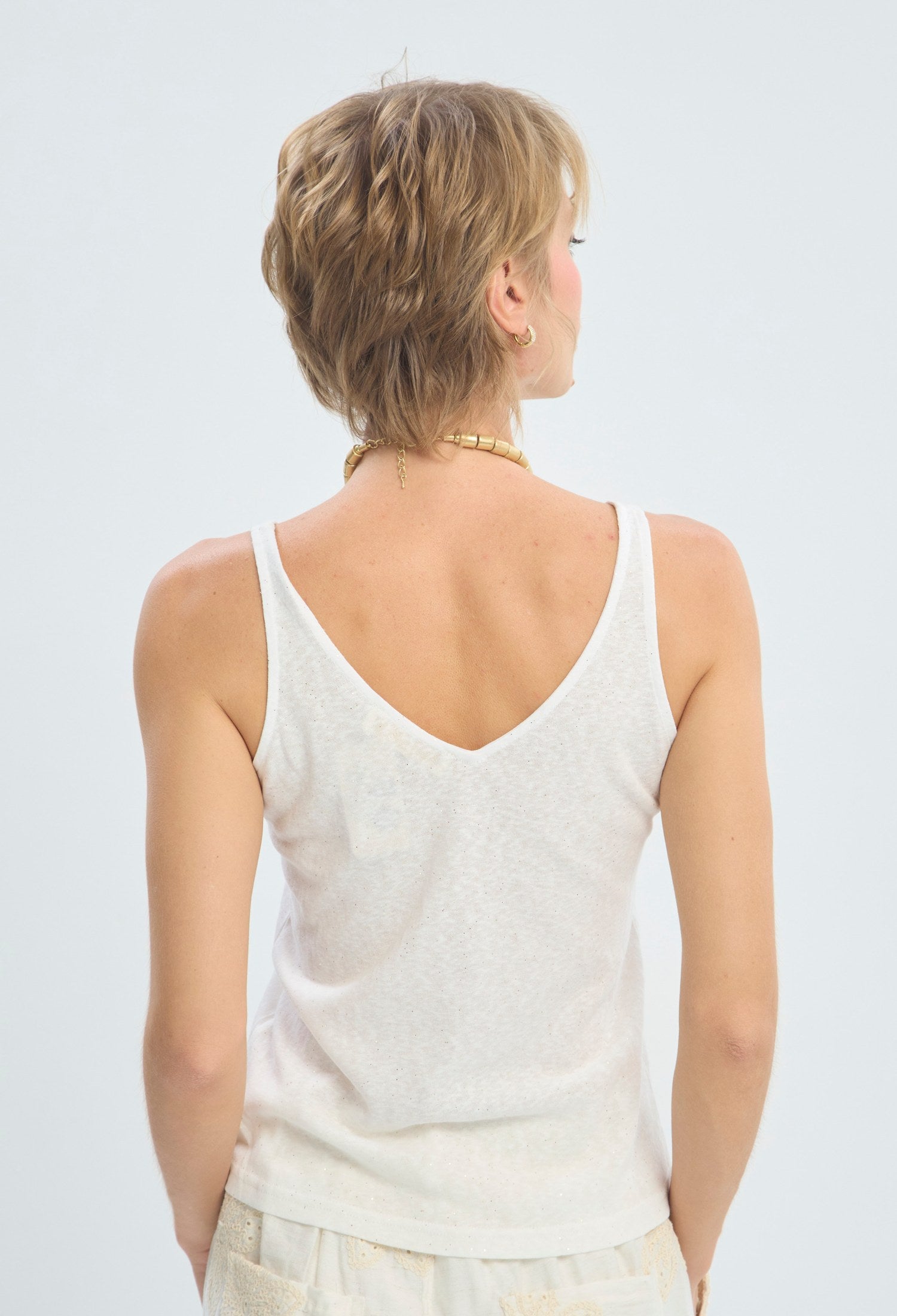 Blusa sin mangas blanca de cuello en V BYBLA - vista 3