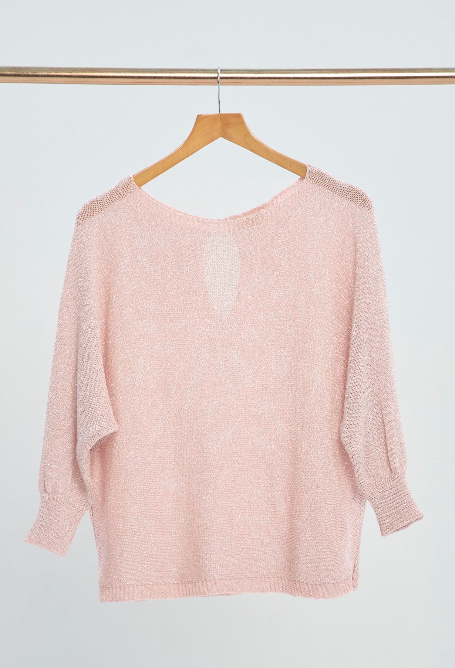 Blusa Tejida Calada Espalda rosa BYBLA
