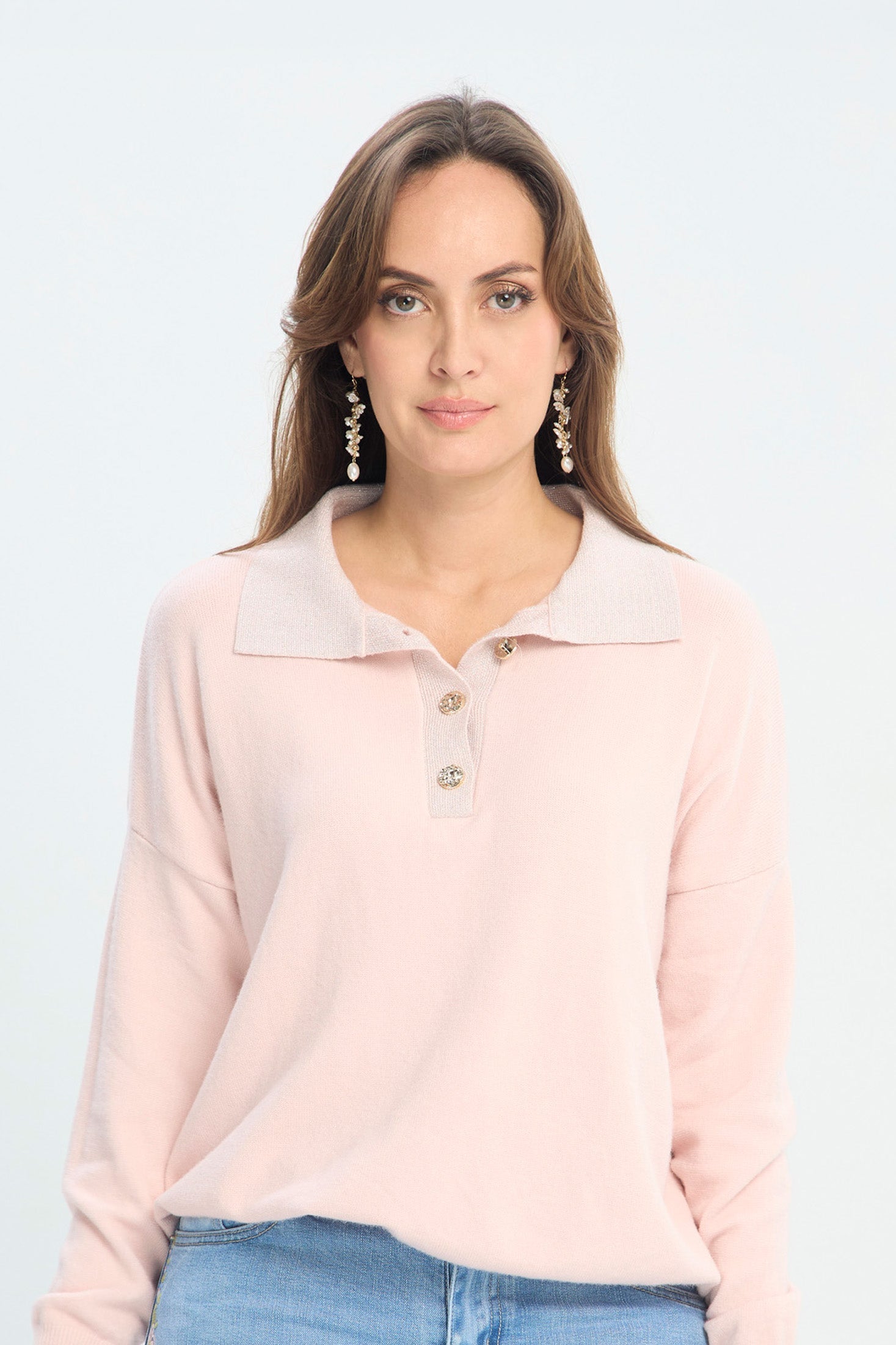 Blusa Tejida con Cuello y Detalles en Lurex NEW
