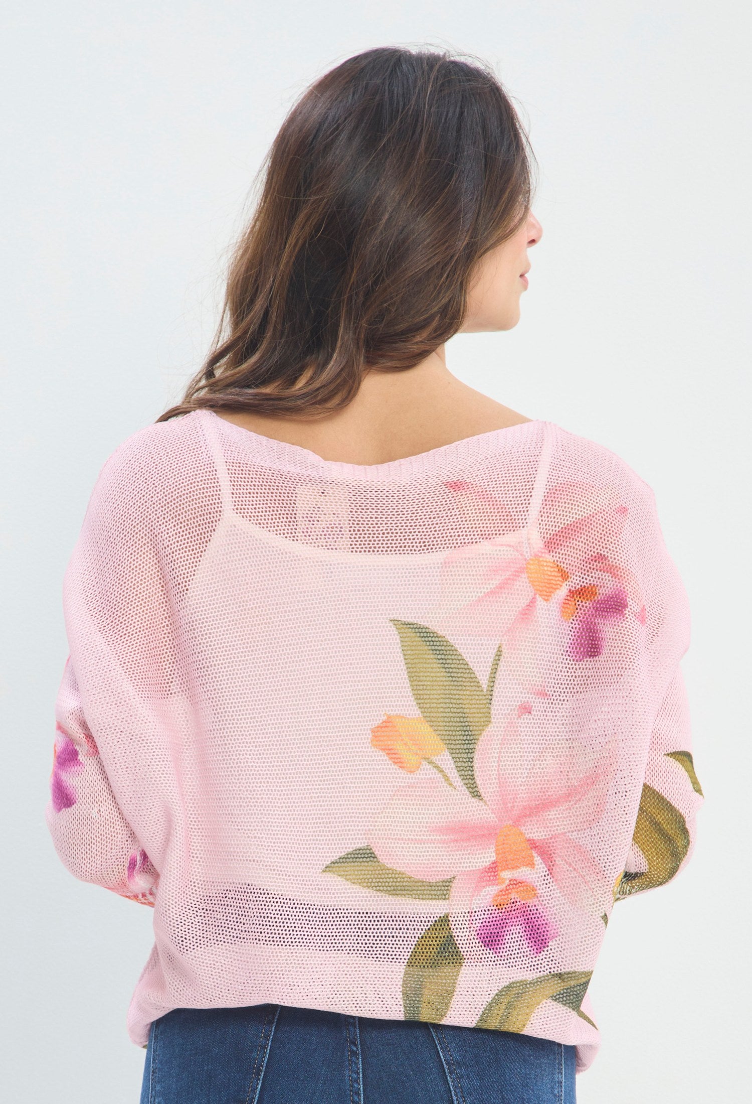 Blusa Tejida Estampado Floral rosa cuarzo BYBLA
