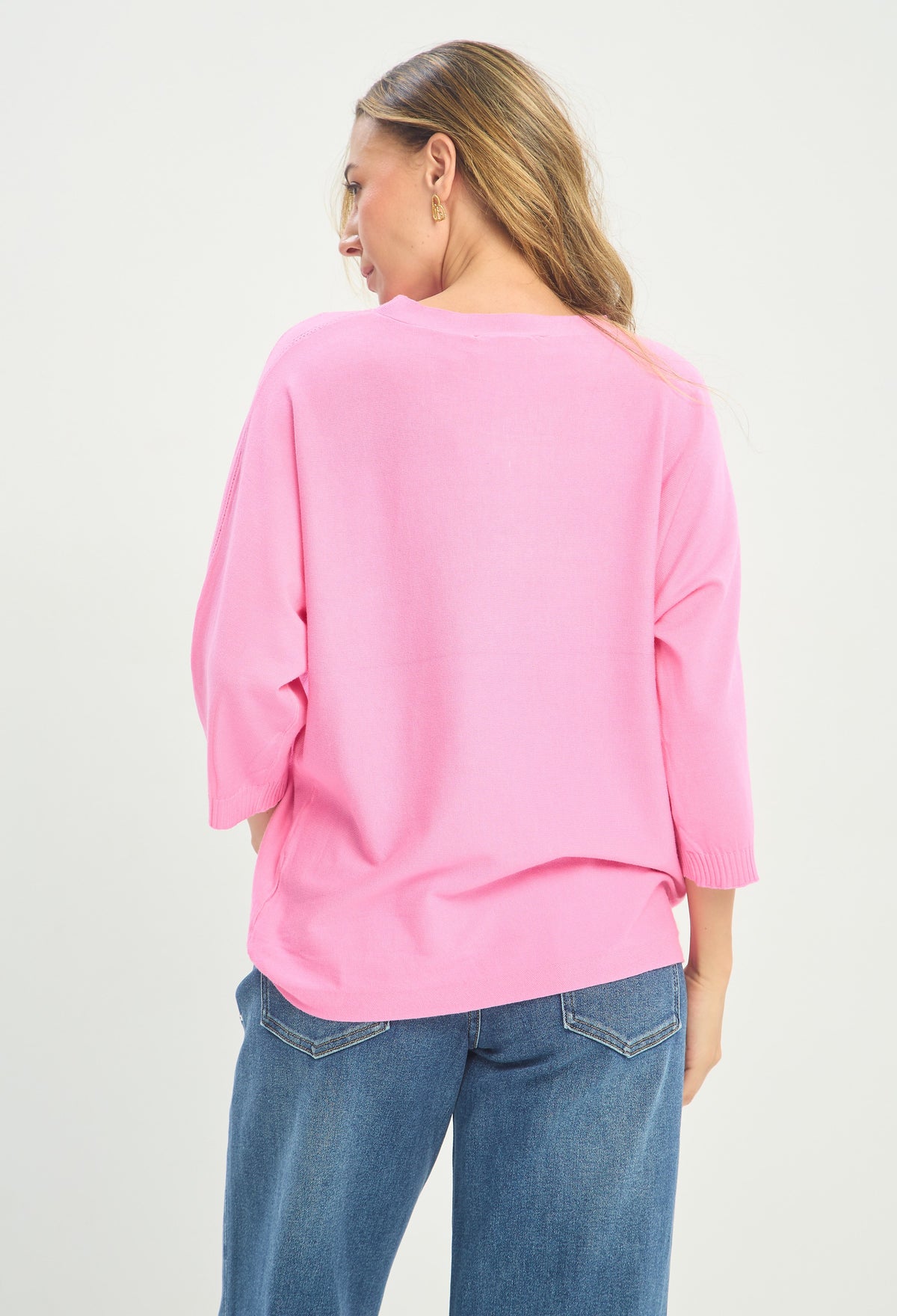 Blusa Tejida Manga 3/4 Rosa Chicle BYBLA - vista 3