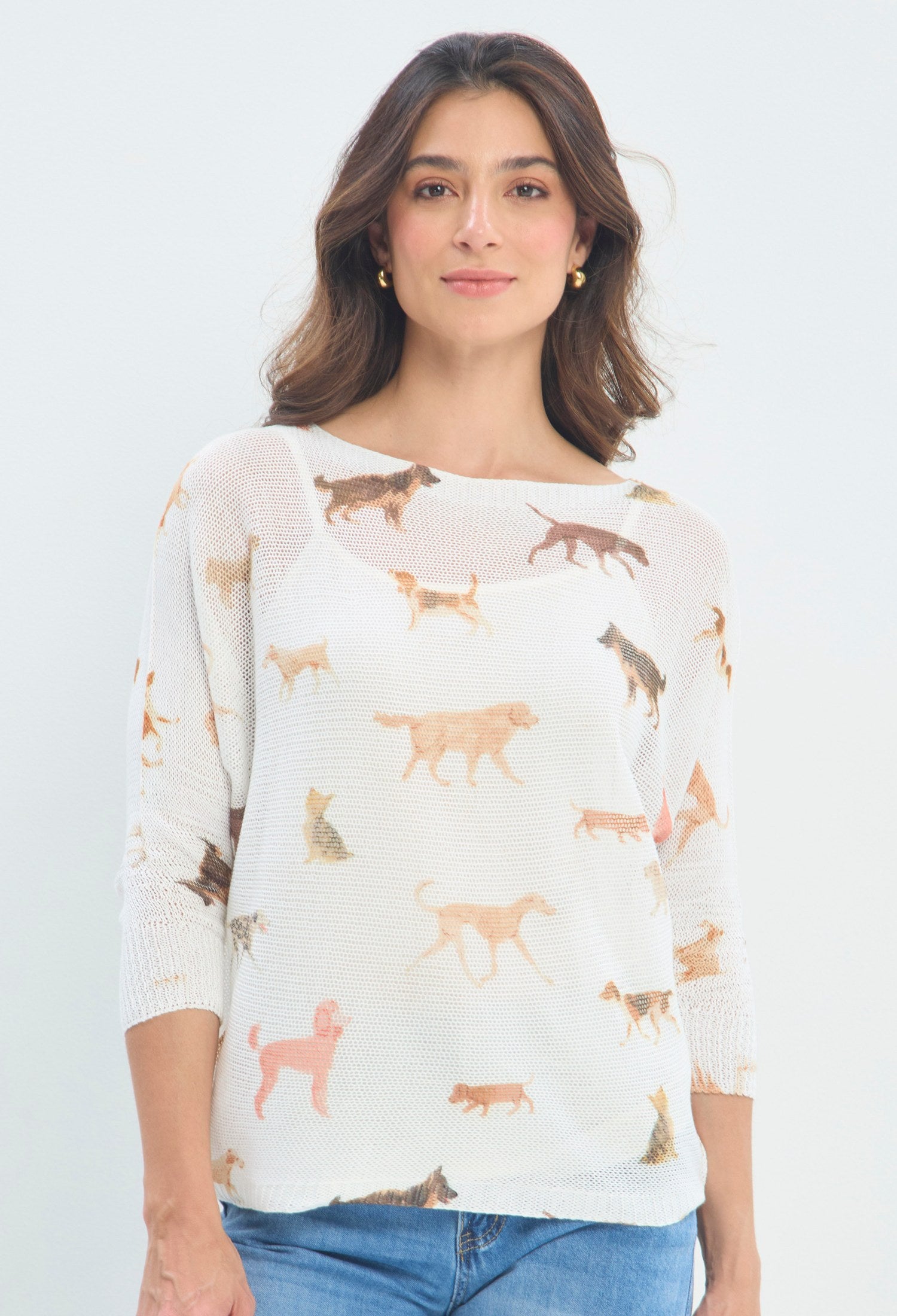 Blusa Tejida Perritos y Gatos blanco perritos sale BYBLA