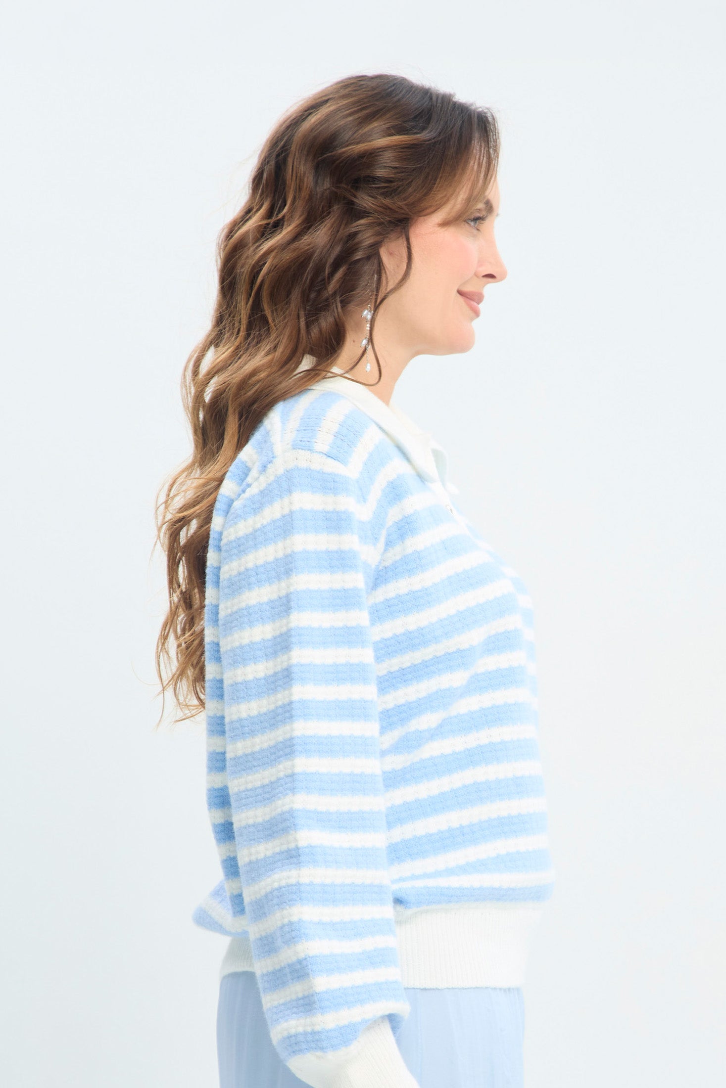 Sweater Tejido a Rayas con Cuello NEW