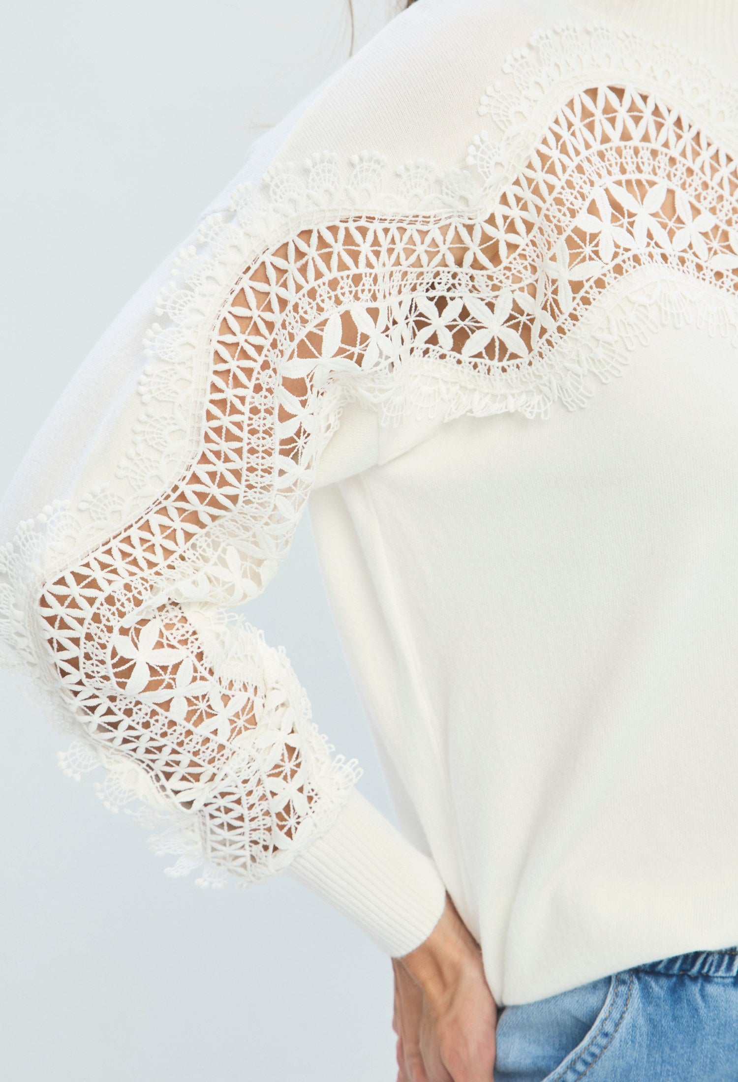 Buzo Encaje Crochet crudo natural BYBLA - vista 5