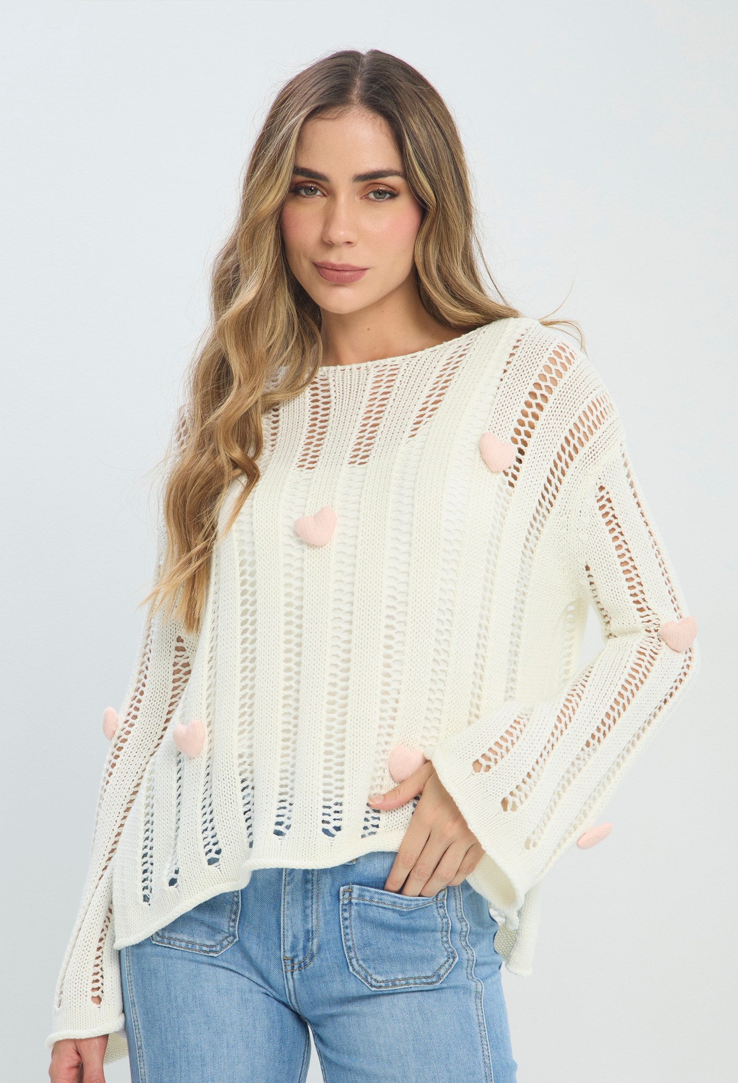 Buzo Calado Pompones Rosa blanco BYBLA Colombia