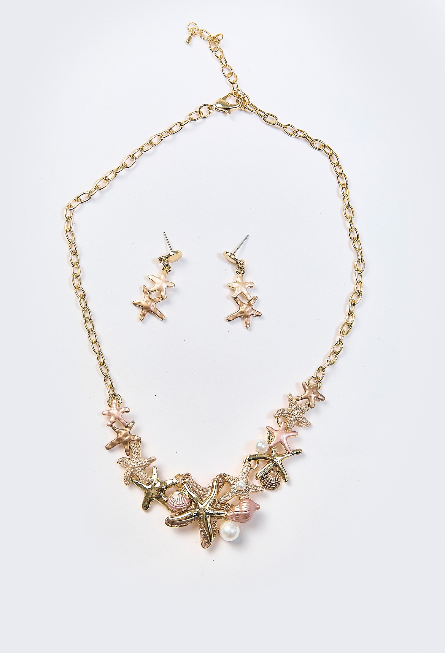 Set Collar & Aretes Estrella Mar Dorado - Foto 1