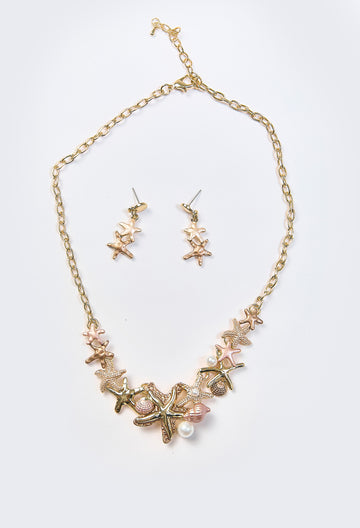 Set Collar & Aretes Estrella Mar Dorado
