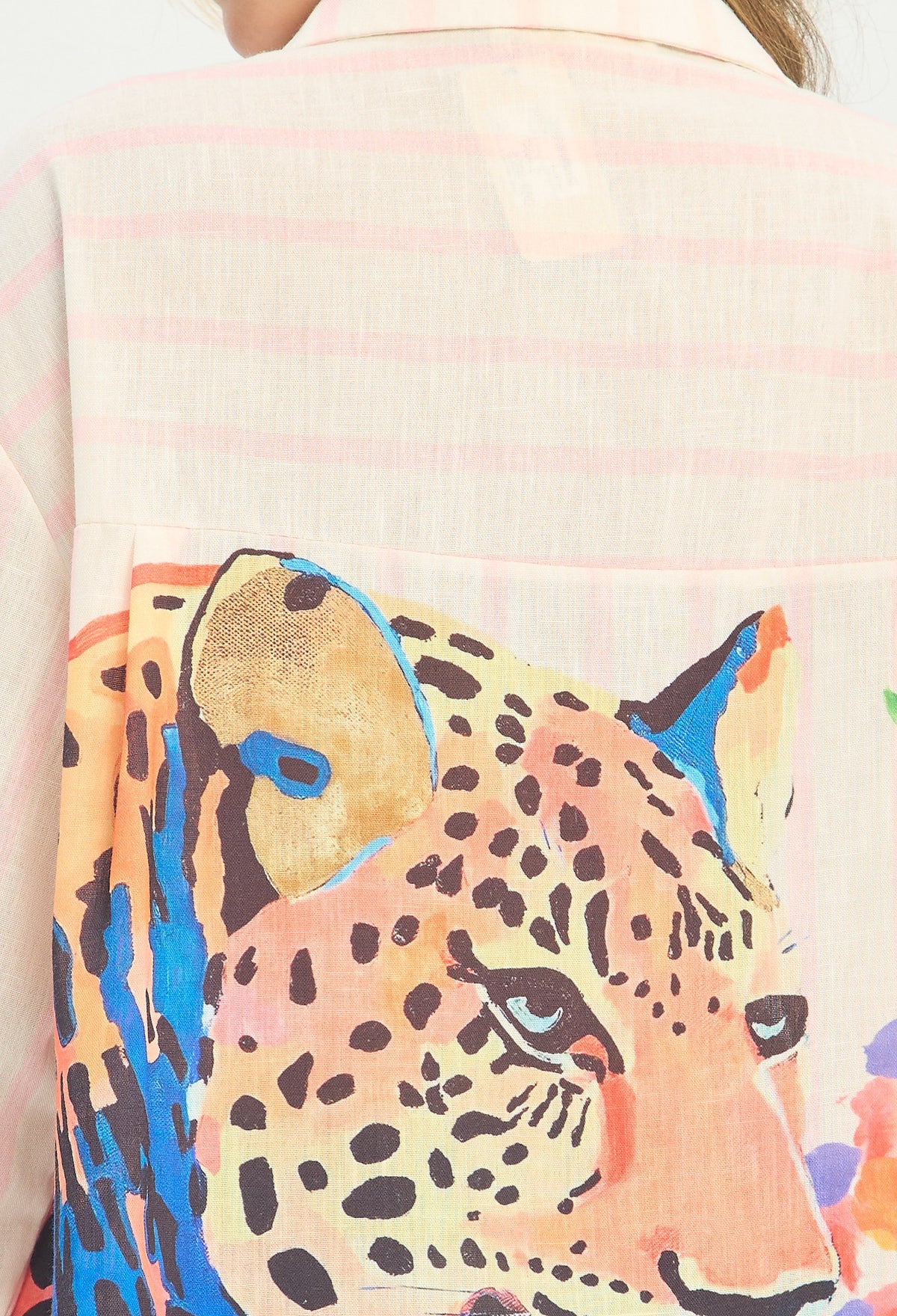 Camisa Rayas Estampado Leopardo y Flores BYBLA - vista 6