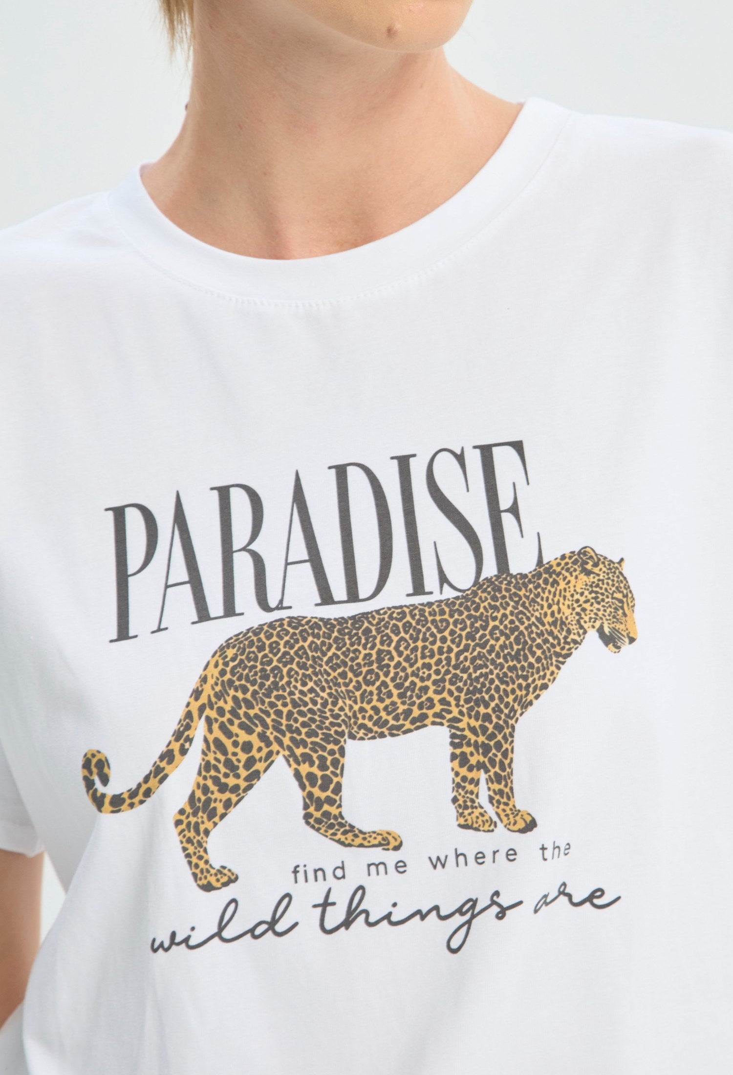 Camiseta blanca con estampado de leopardo Paradise BYBLA - vista 5