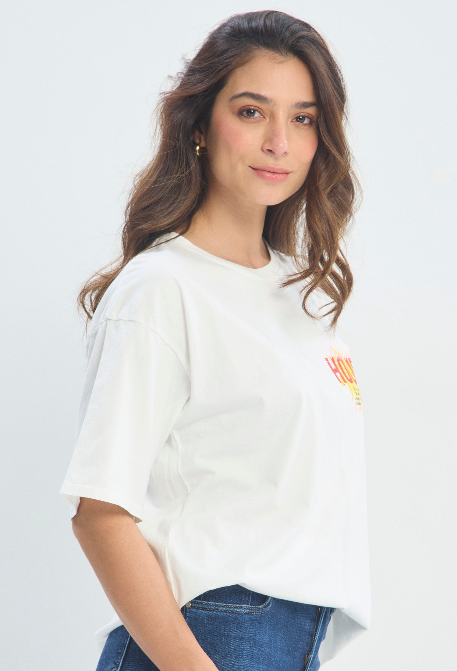 Camiseta Oversize Estampado Gráfico blanco sale BYBLA - vista 2