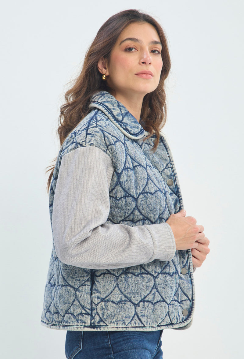 Chaqueta Acolchada Corazones azul jean sale BYBLA - vista 2