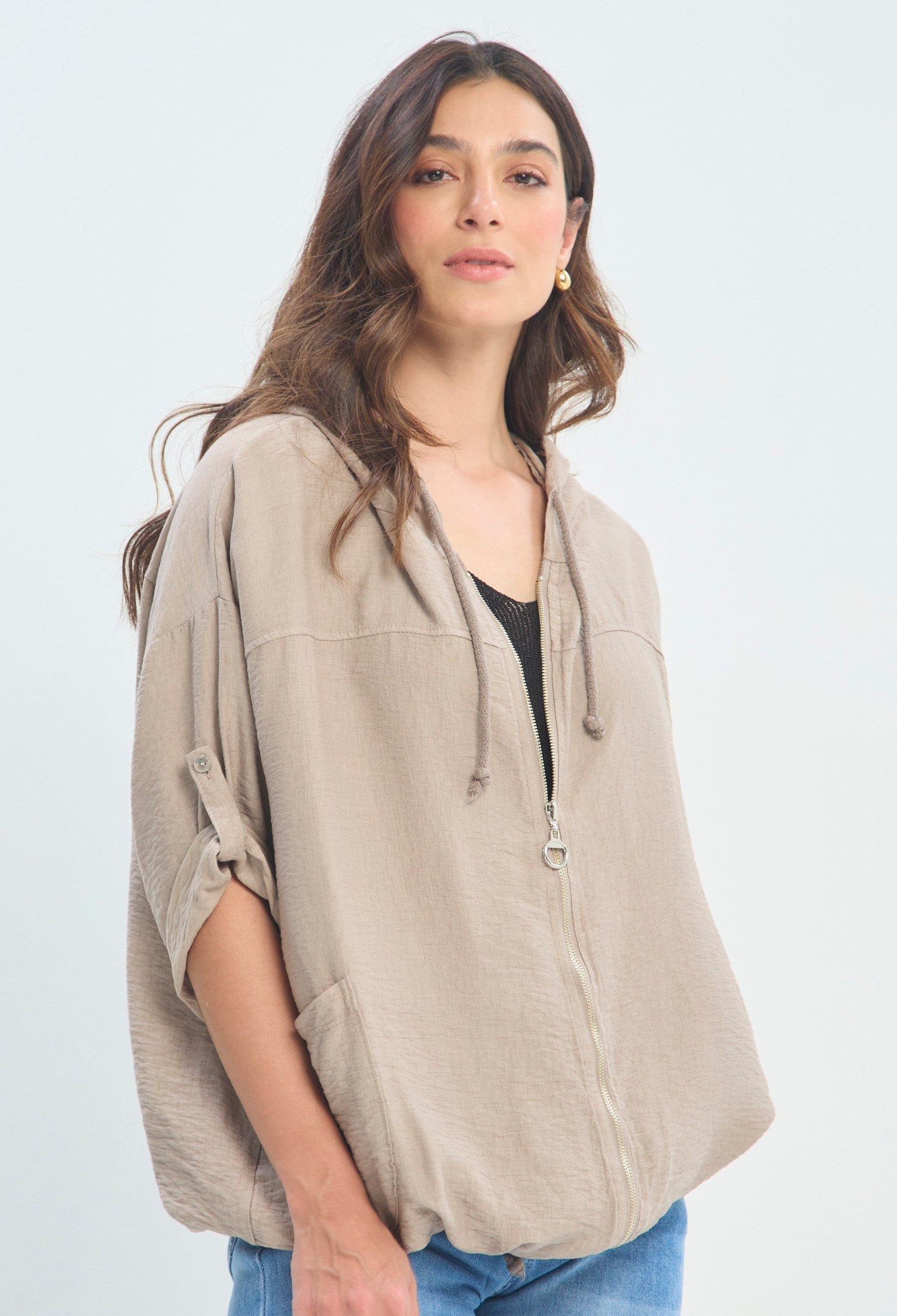 Chaqueta Capota Cordón marrón topo BYBLA