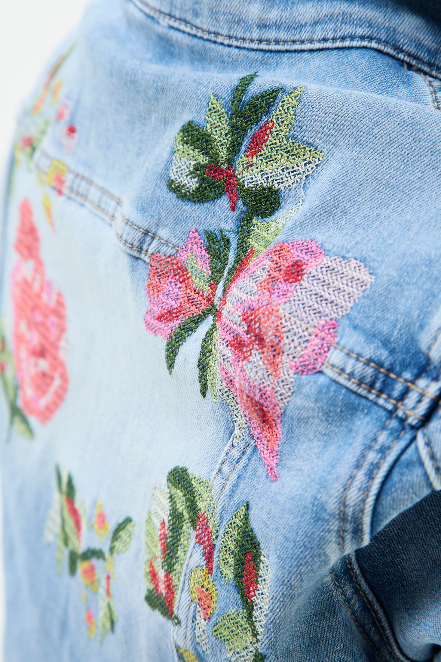 Chaqueta Denim Bordados Florales NEW