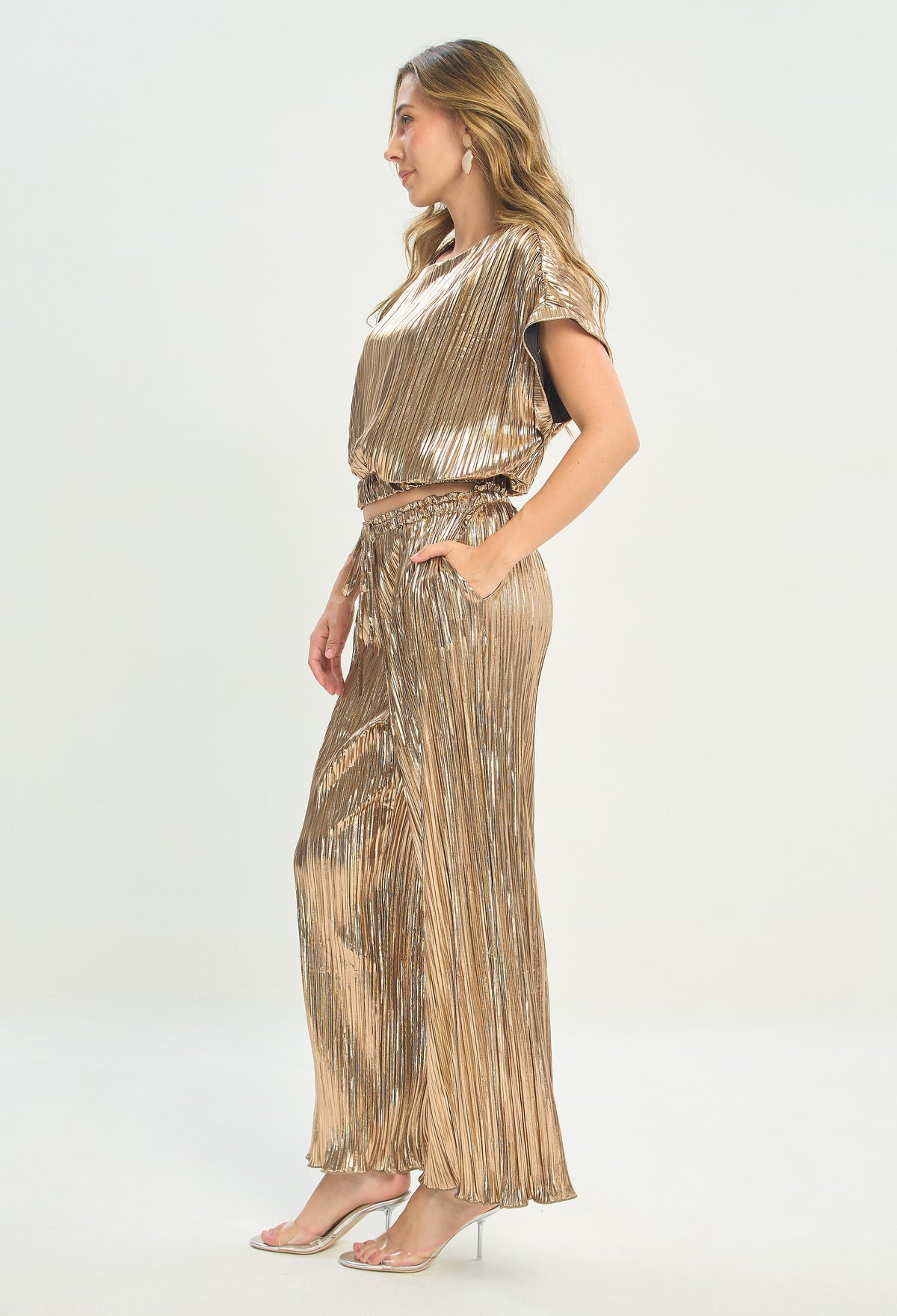 Conjunto Plisado Metalizado Bronce BYBLA - vista 2