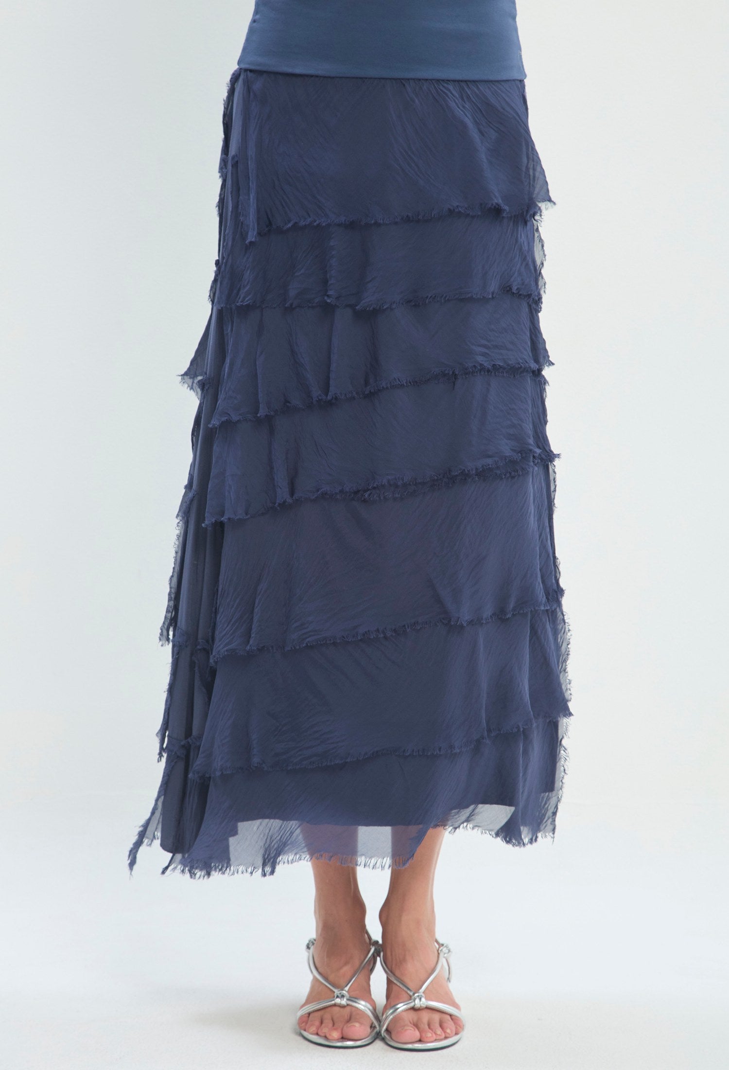 Falda Larga Capas Deshilachadas azul marino BYBLA - vista 2