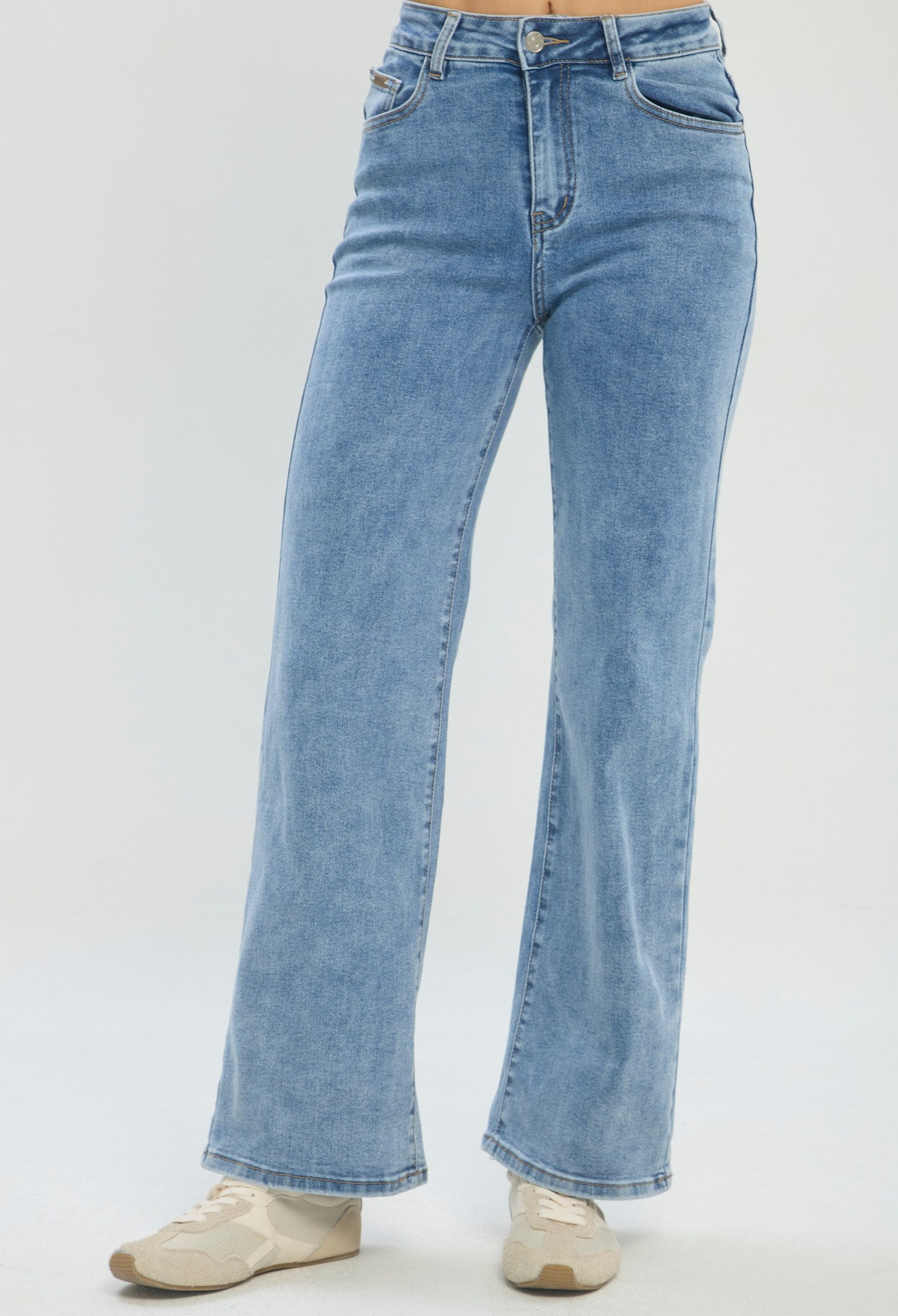 Jean wide leg azul medio tiro alto BYBLA - vista 2