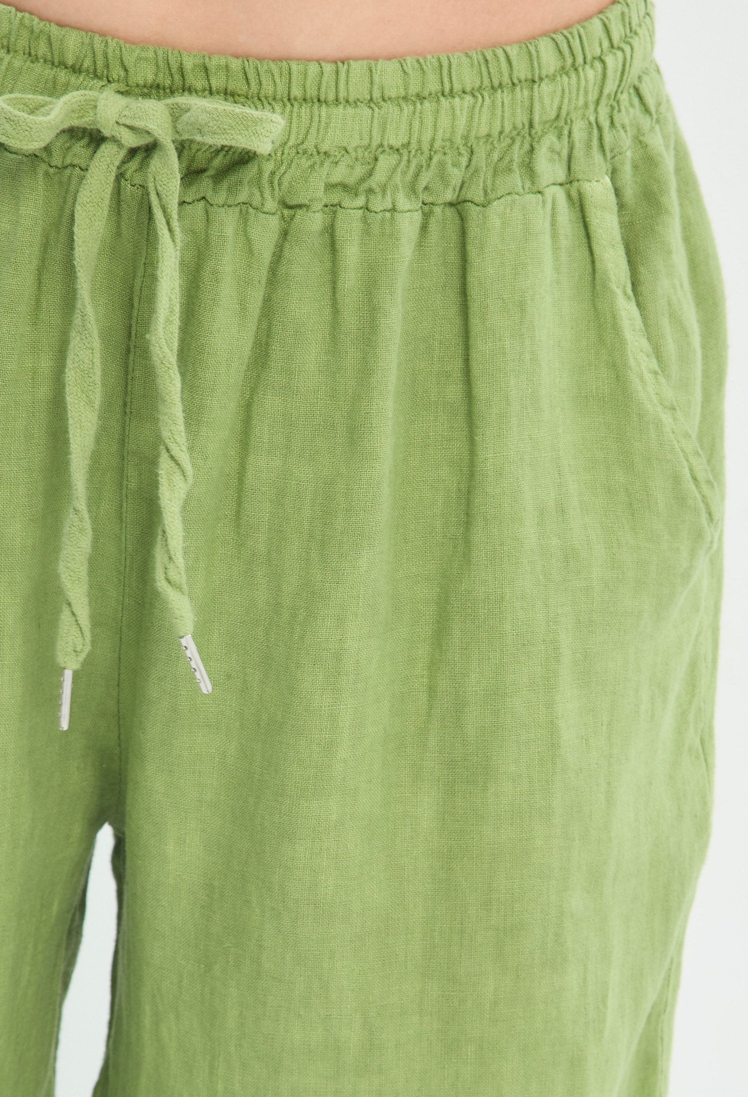 Pantalón Ancho Lino Calado verde manzana BYBLA - vista 5