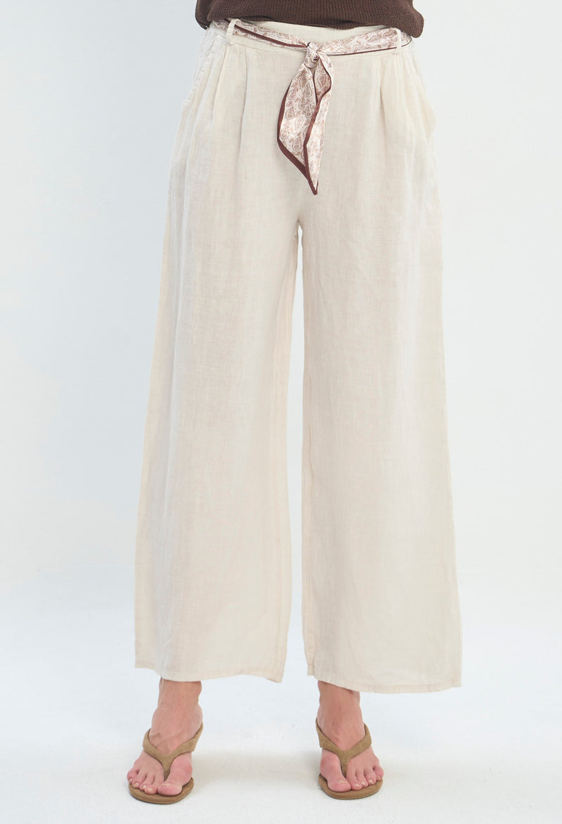 Pantalón Ancho Pinzas Tobillero crudo BYBLA - vista 2