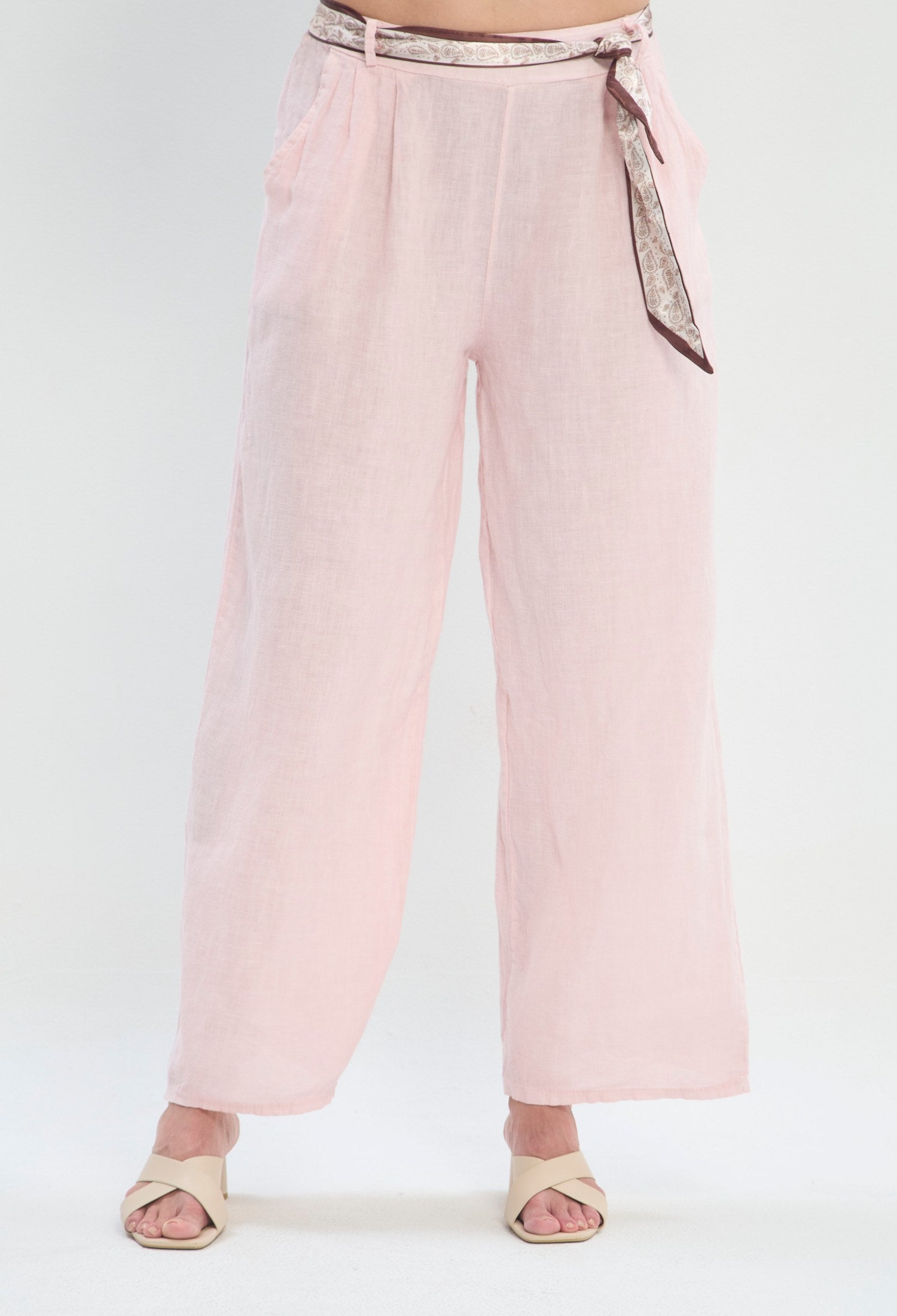 Pantalón Ancho Pinzas Tobillero rosa palo BYBLA